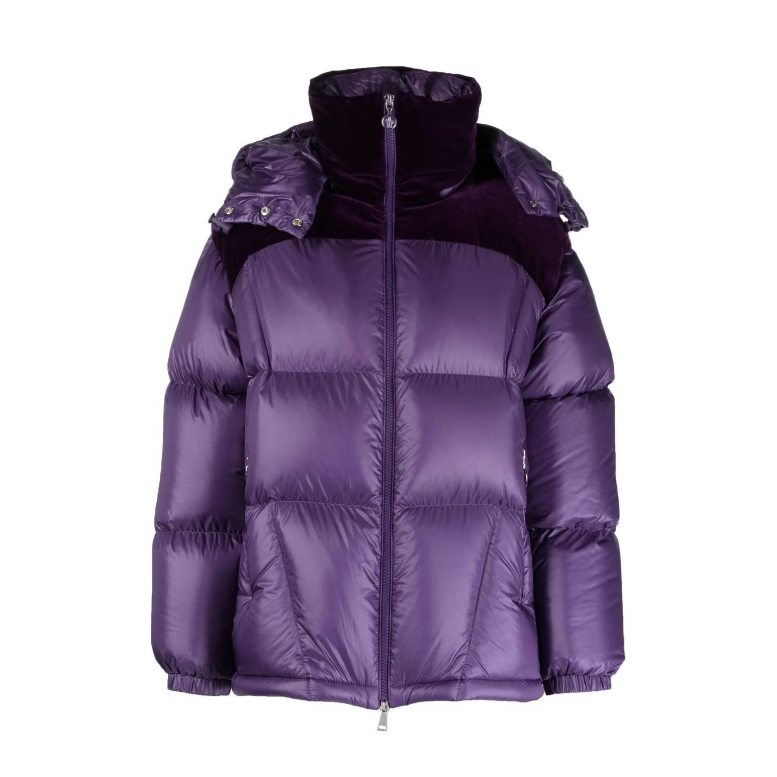 NIGO Moncler Women's Autumn and Winter Solid Color Splicing Fabric Removable Hood Zipper Puffer Down Long Sleeve Jacket #nigo74524