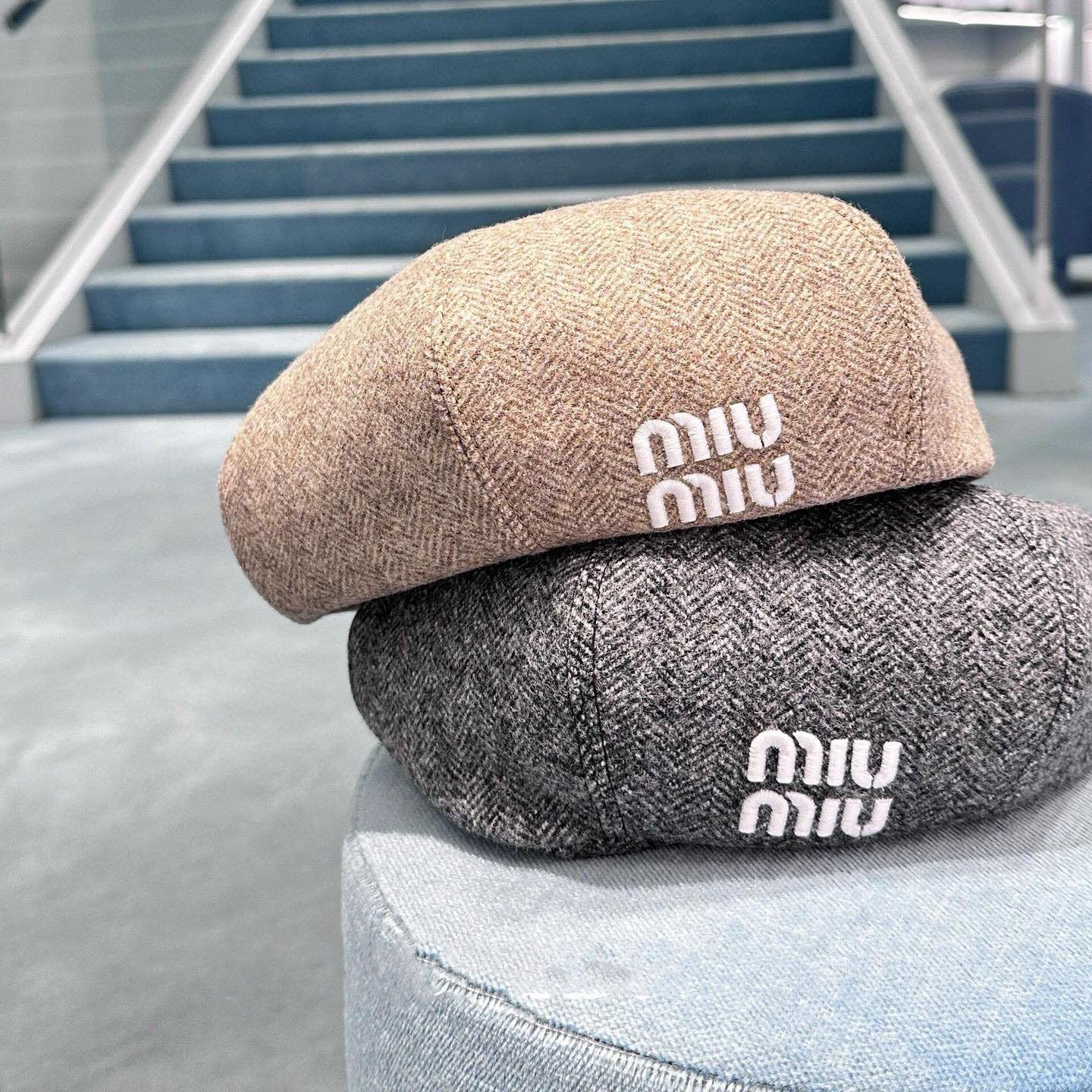 NIGO MiuMiu Women's Solid Color V-Pattern Wool Fabric Beret Cap Hat #nigo74532