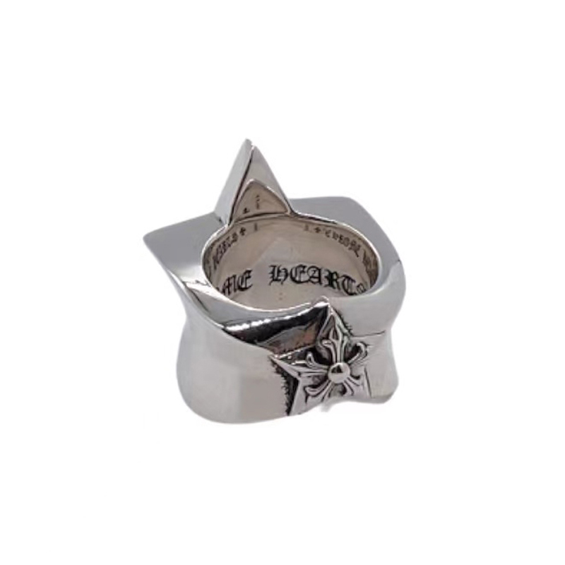 NIGO Chrome Hearts Men's and Women's Silver Crucifix Logo Punk Rock Couple's Ring Jewelry #nigo74534