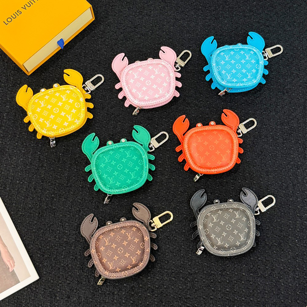 NIGO Louis Vuitton Men's Solid Color Old Flower Pattern Zipper Closure Turtle Leather Spell Canvas Bag Pendant Coin Purse Headphone Bag Keychain #nigo74517