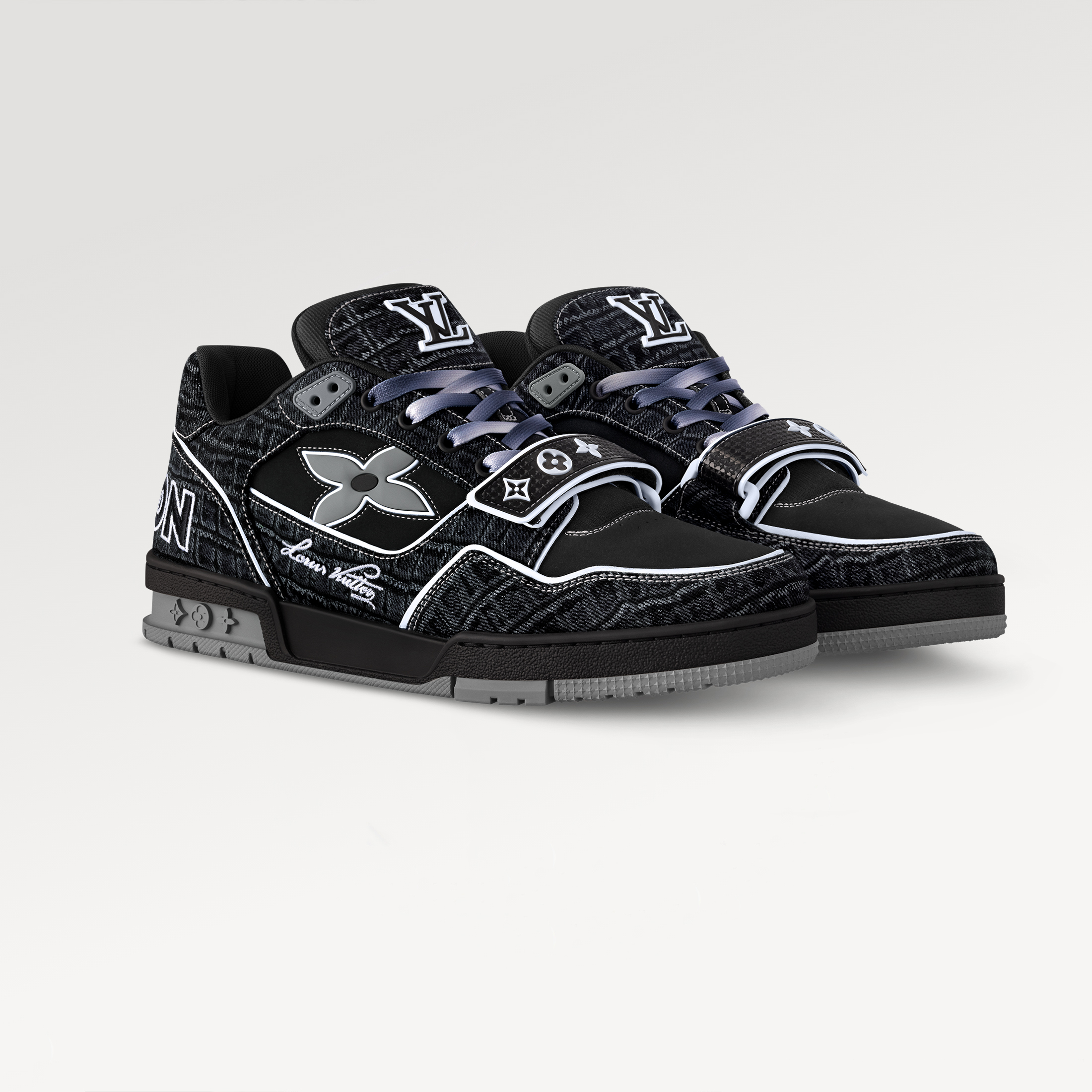 NIGO Louis Vuitton Lv Trainer Sneakers Men's Women's Retro Basketball Shoes Denim Black Logo Casual Trendy Fashion Shoes #nigo71793