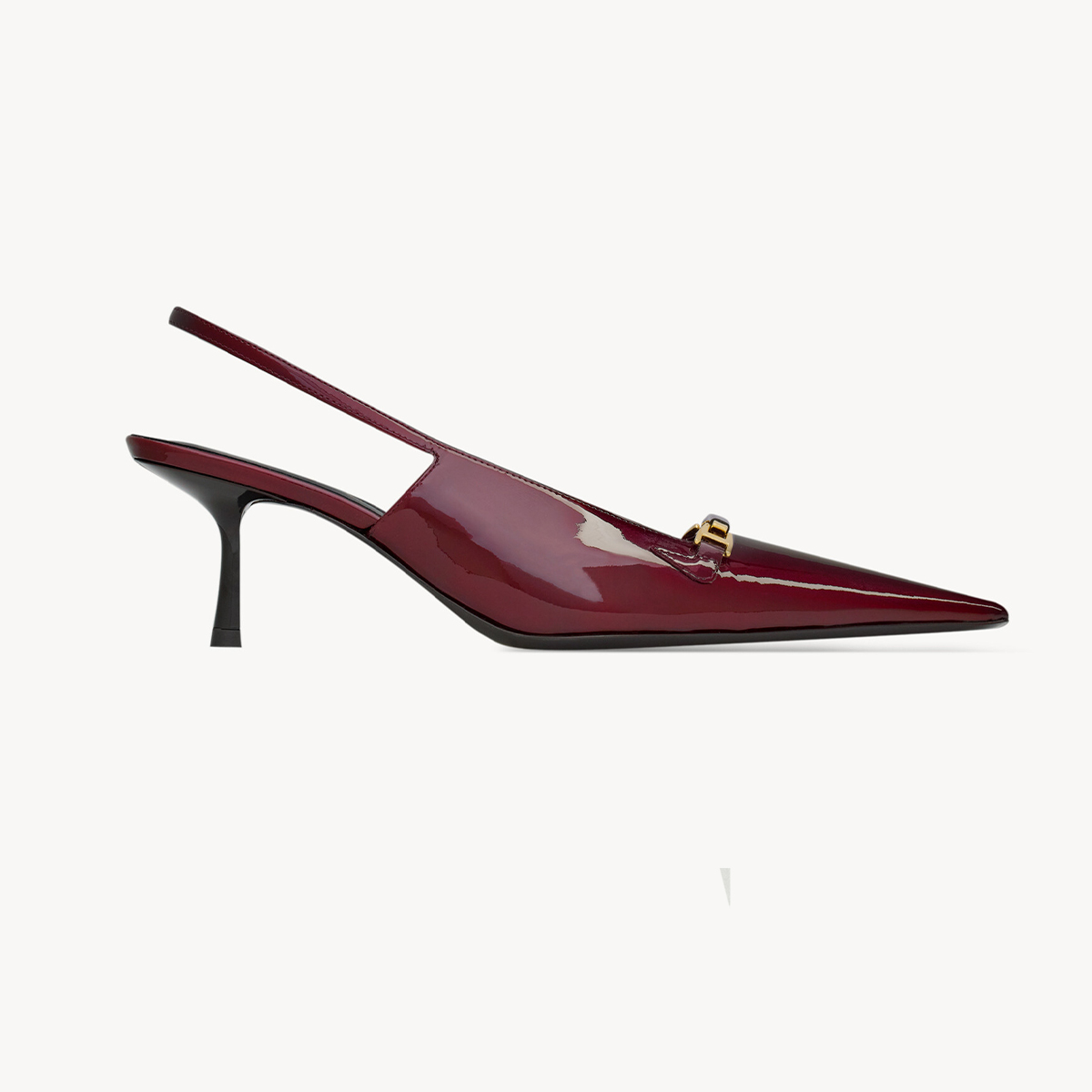 NIGO SAINT LAURENT Carine Patent Leather Open Heel High Heels Cowhide Pointed Red Sexy Temperament Elegant Shoes #nigo71791