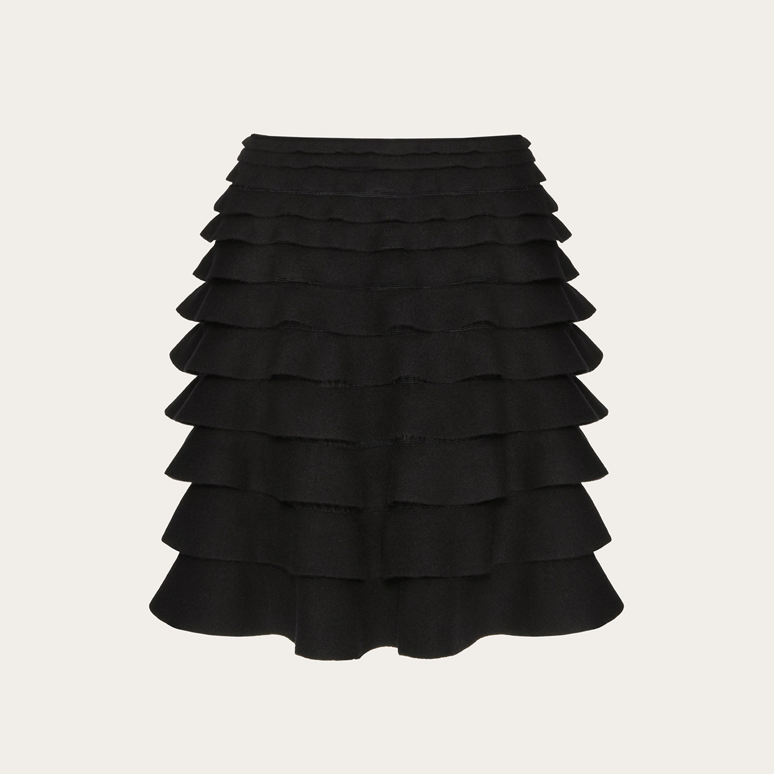 NIGO Valentino Women's Summer Black Short Mid Waist Fit Knit Ruffle Casual Half Skirt Ngvp #nigo9727