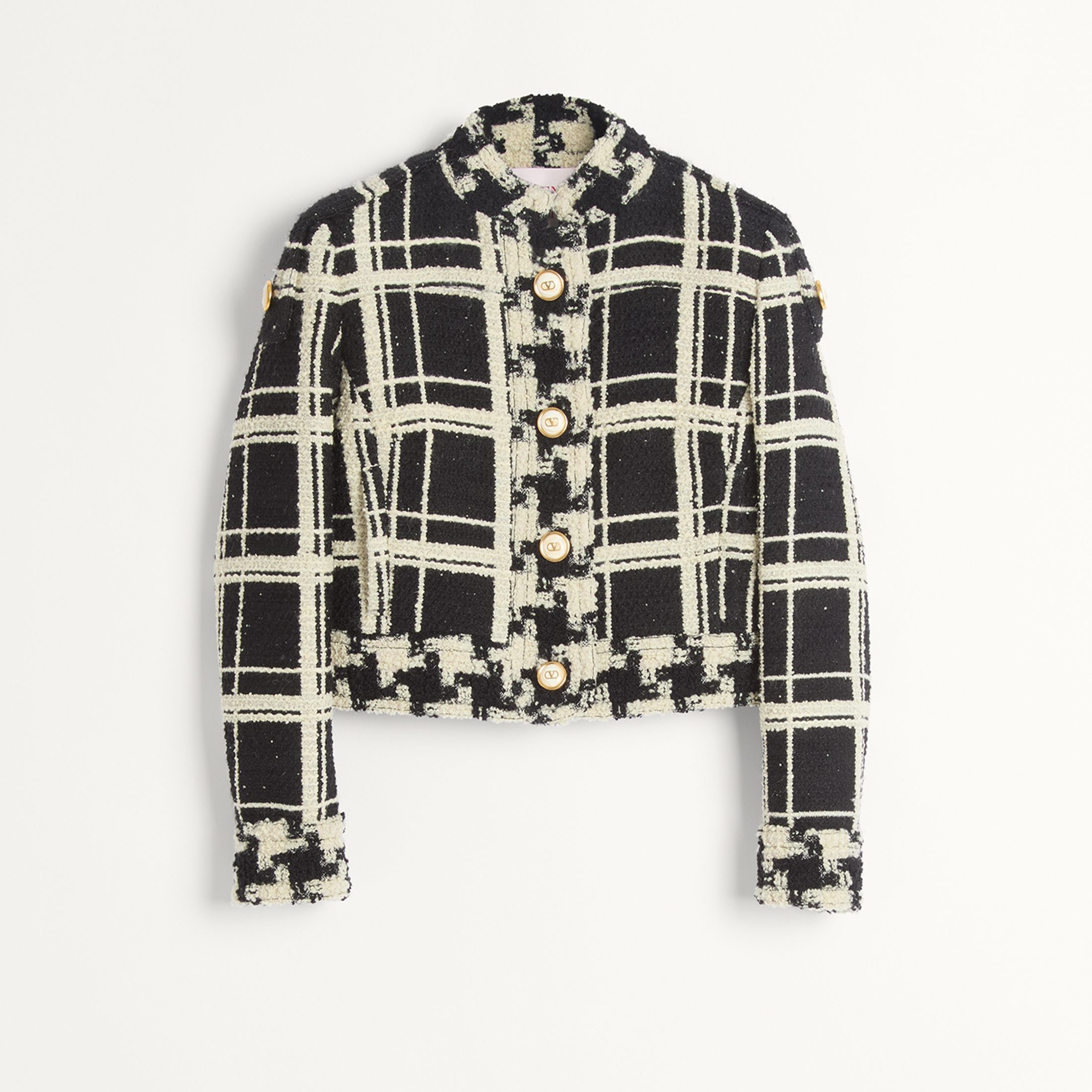 NIGO Valentino Women's Oversized Chequered Tweed Gold Button Jacket Half Spring And Autumn Fashion Wool Kilim Vintage Jacket Short Skirt Suit Set #nigo71792