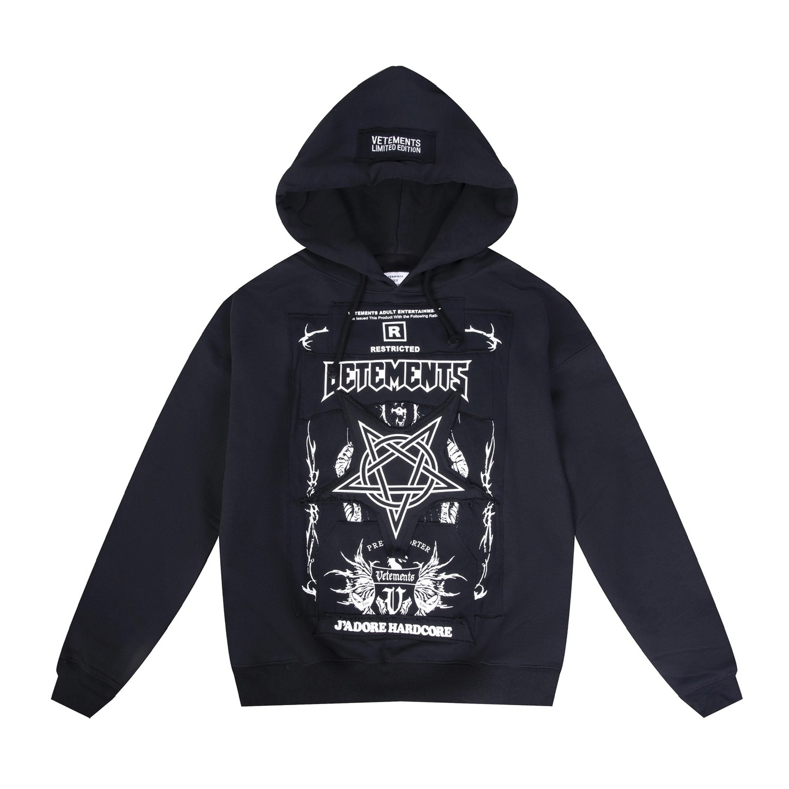 NIGO Vetements Men's Fashion Letter Graffiti Pentagram Embroidery Loose Black Zipper Long Sleeve Hoodie #nigo74541