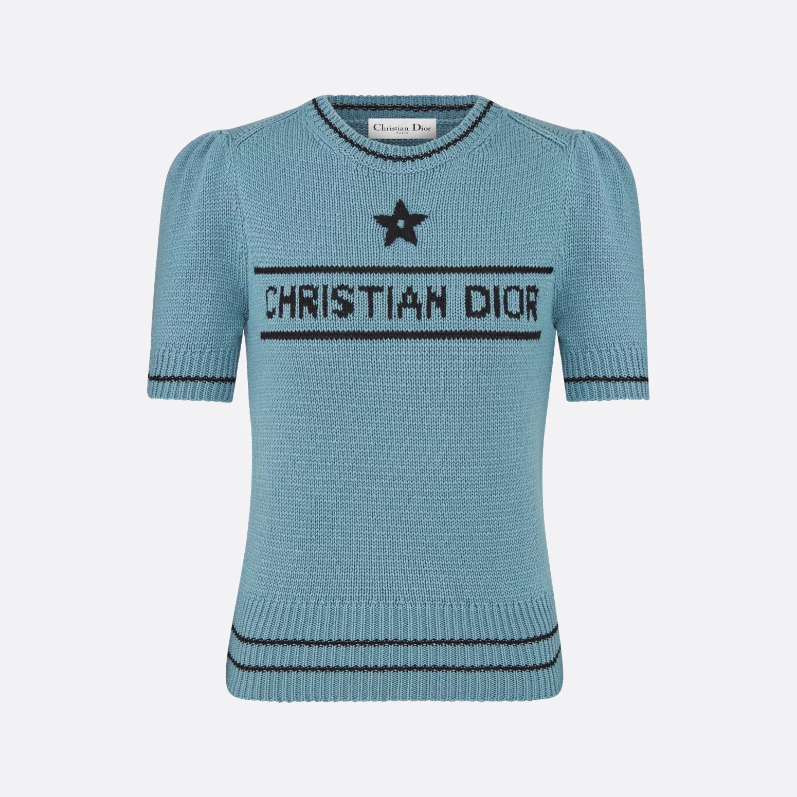 NIGO Dior Women's Summer White Logo Round Neck Cashmere Knit Short Sleeve T-Shirt #nigo74553