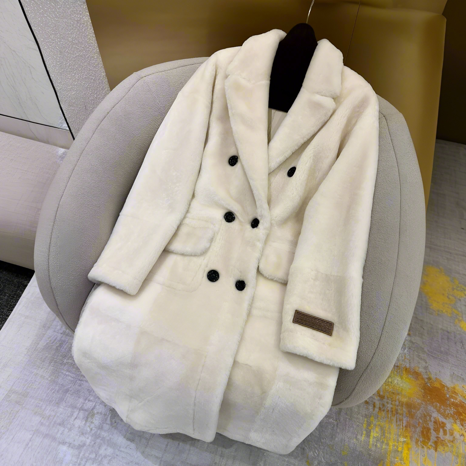 NIGO Brunello Cucinelli Women's Winter Solid Color Long Wool Fabric Leather Lining Double Breasted Coat Jacket #nigo74554