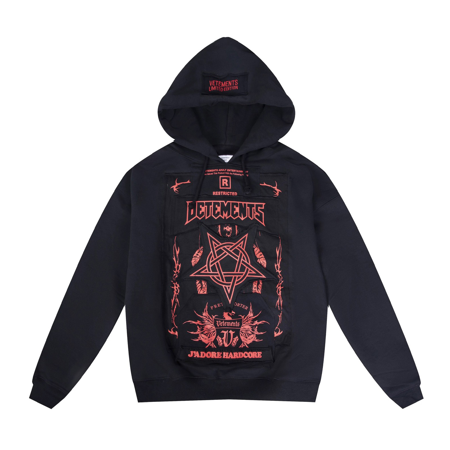 NIGO Vetements Men's Fashion Letter Graffiti Pentagram Embroidery Loose Black Zipper Long Sleeve Hoodie #nigo74541