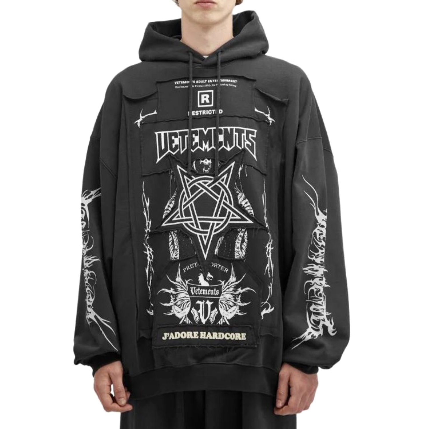NIGO Vetements Men's Fashion Letter Graffiti Pentagram Embroidery Loose Black Zipper Long Sleeve Hoodie #nigo74542