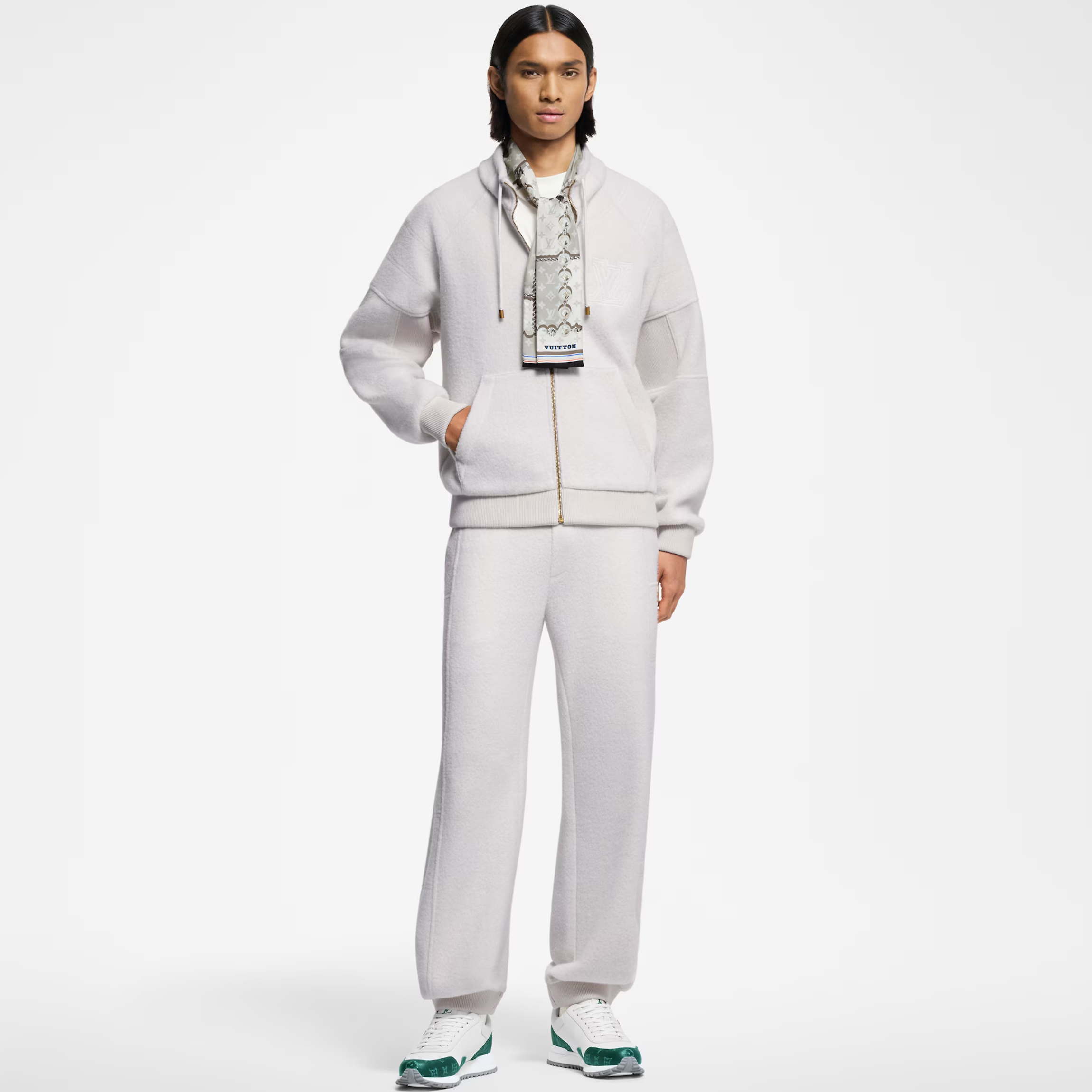 NIGO Louis Vuitton Men's Spring and Autumn Solid Color Wool High Neck Drawstring Zipper Long Sleeve Jacket Elastic Waist Casual Pants Suit Set #nigo74539