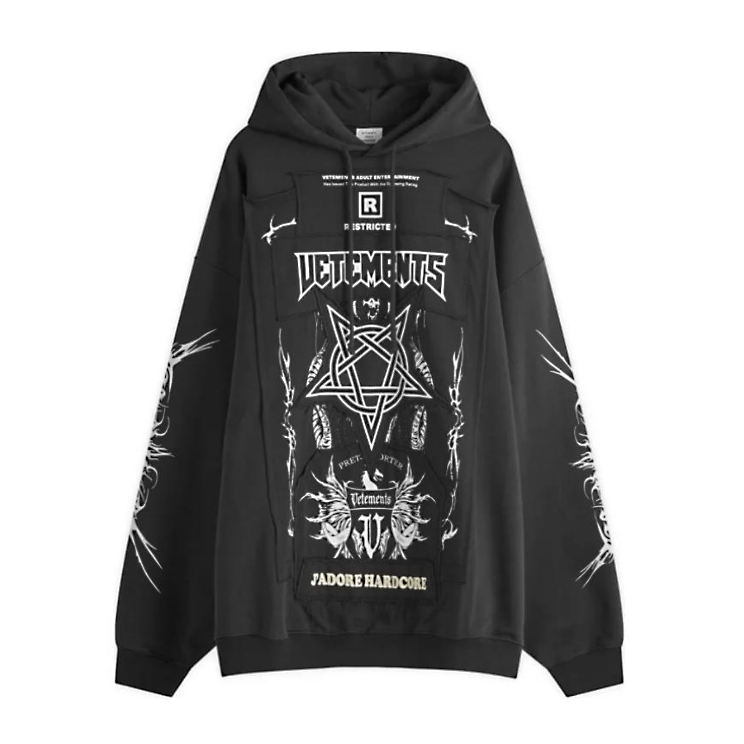 NIGO Vetements Men's Fashion Letter Graffiti Pentagram Embroidery Loose Black Zipper Long Sleeve Hoodie #nigo74542
