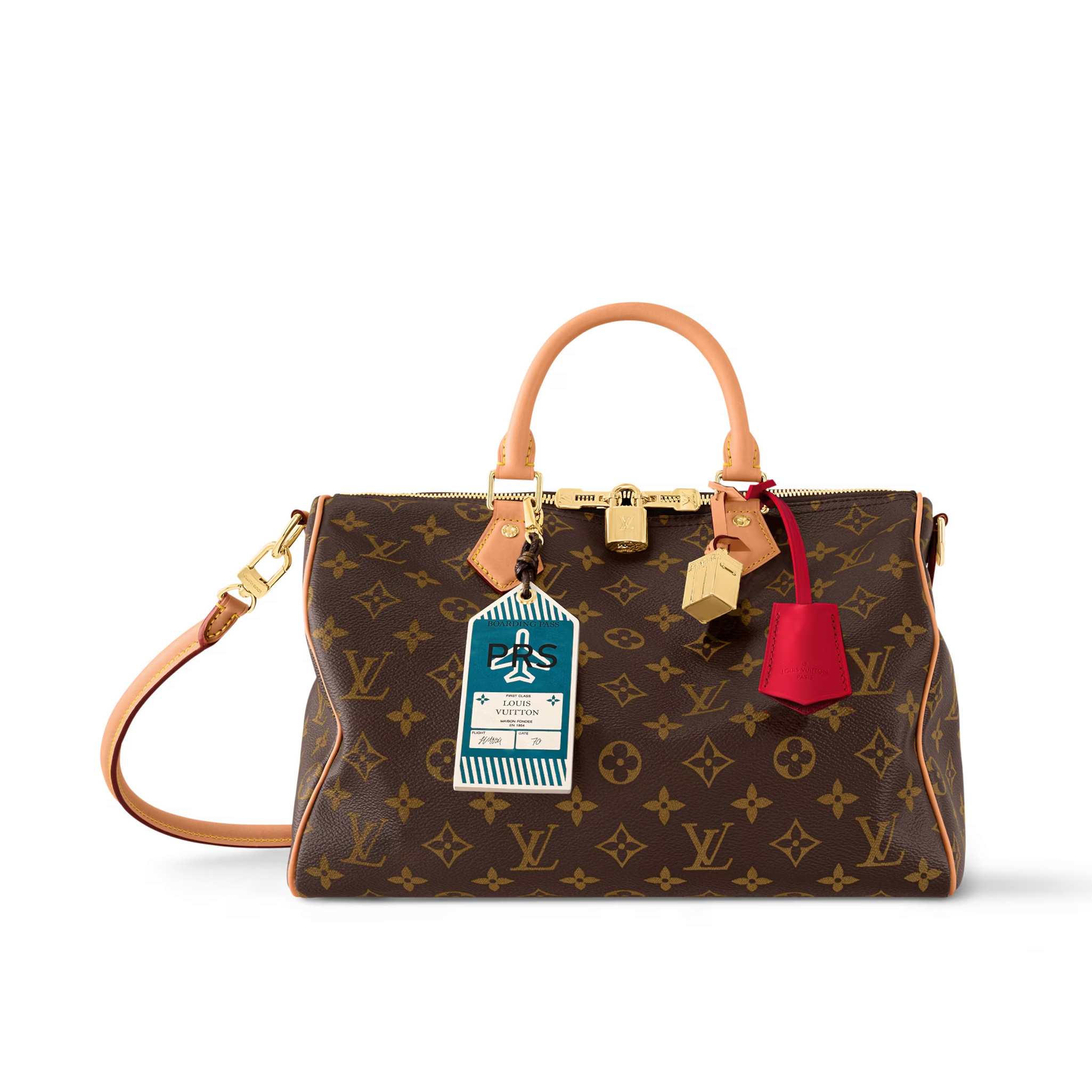 NIGO Louis Vuitton SPEEDY SOFT 30 Women's Brown Detachable Adjustable Shoulder Strap Leather Trimmed Shoulder Crossbody Handbag Bag Bags #nigo74548