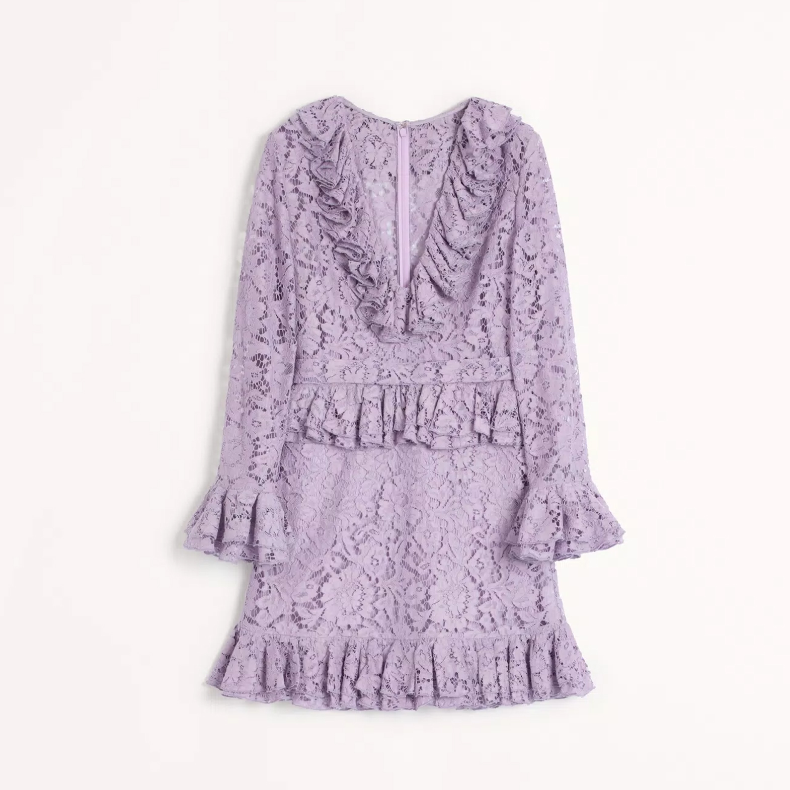 NIGO Valentino Women's Spring And Autumn Heavy Lace V-Neck Solid Color Fit Short Long Sleeve Dresses Ngvp #nigo9732