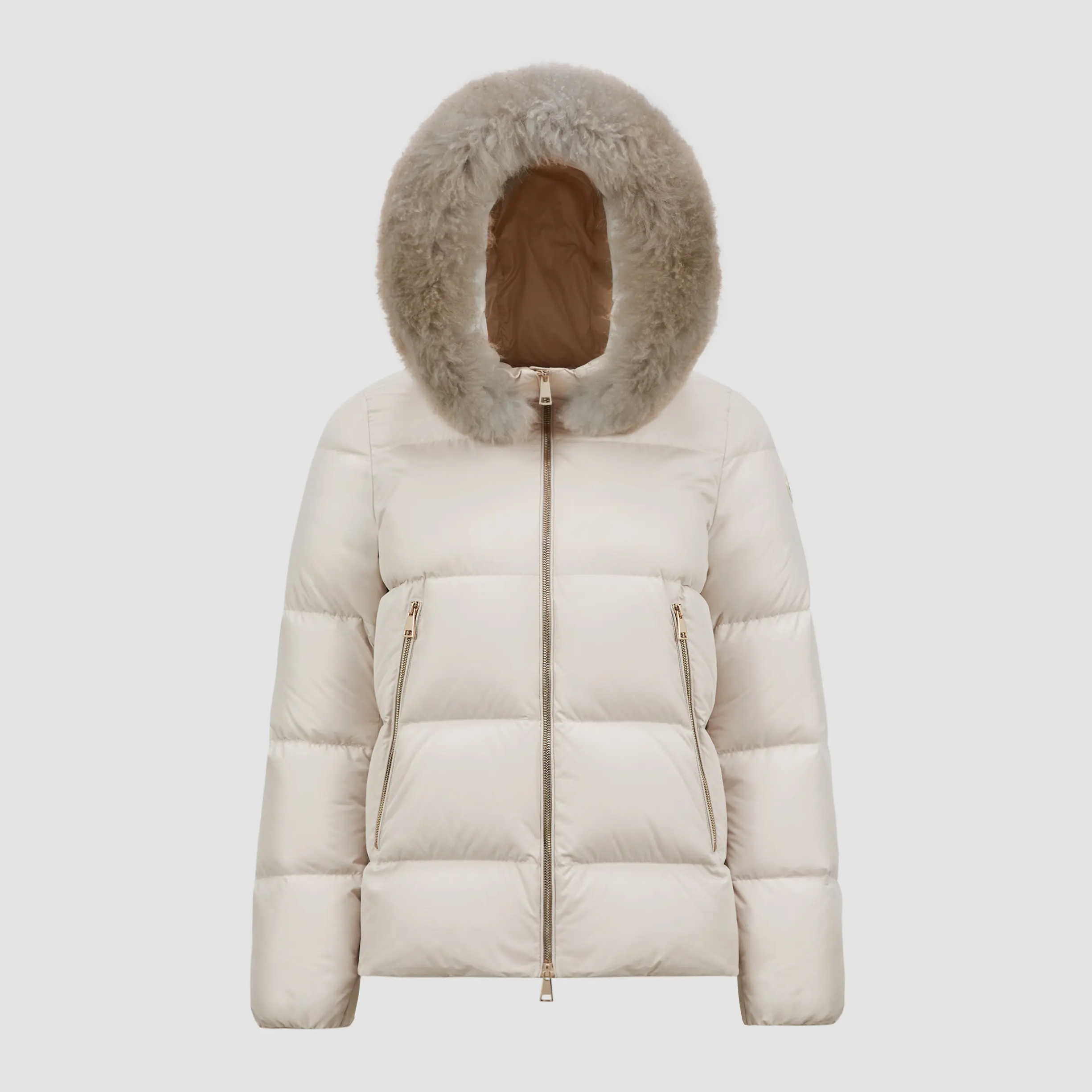 NIGO Moncler Women's Autumn and Winter Solid Color Hair Collar Short Pocket Zipper Long Sleeve Puffer Down Jacket #nigo74537