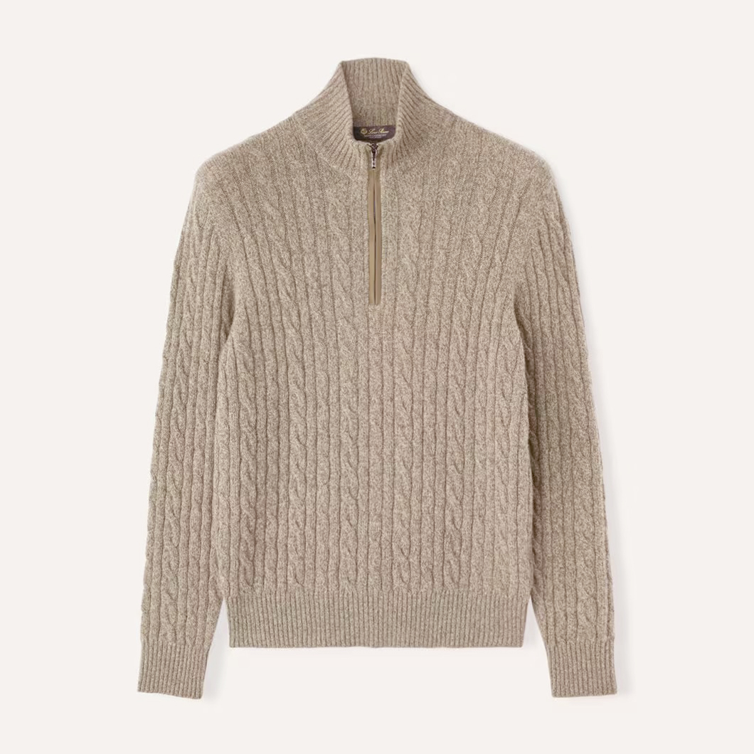 NIGO Loro Piana Men's Fall/Winter Half High Neck Zipper Long Sleeve Cashmere Fitted Knit Sweater Ngvp #nigo9738