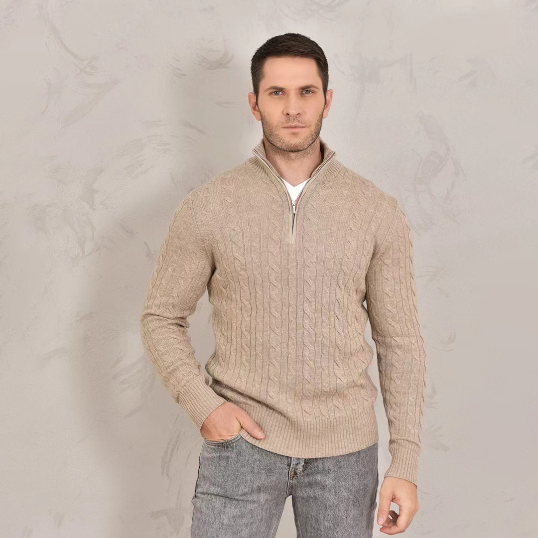 NIGO Loro Piana Men's Fall/Winter Half High Neck Zipper Long Sleeve Cashmere Fitted Knit Sweater Ngvp #nigo9738