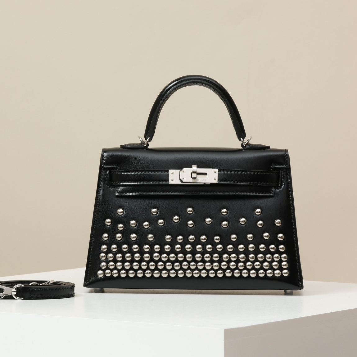 NIGO Hermes Women Pure Color Calfskin Leather Studded Design Tote Shoulder Bag Bags #nigo74556