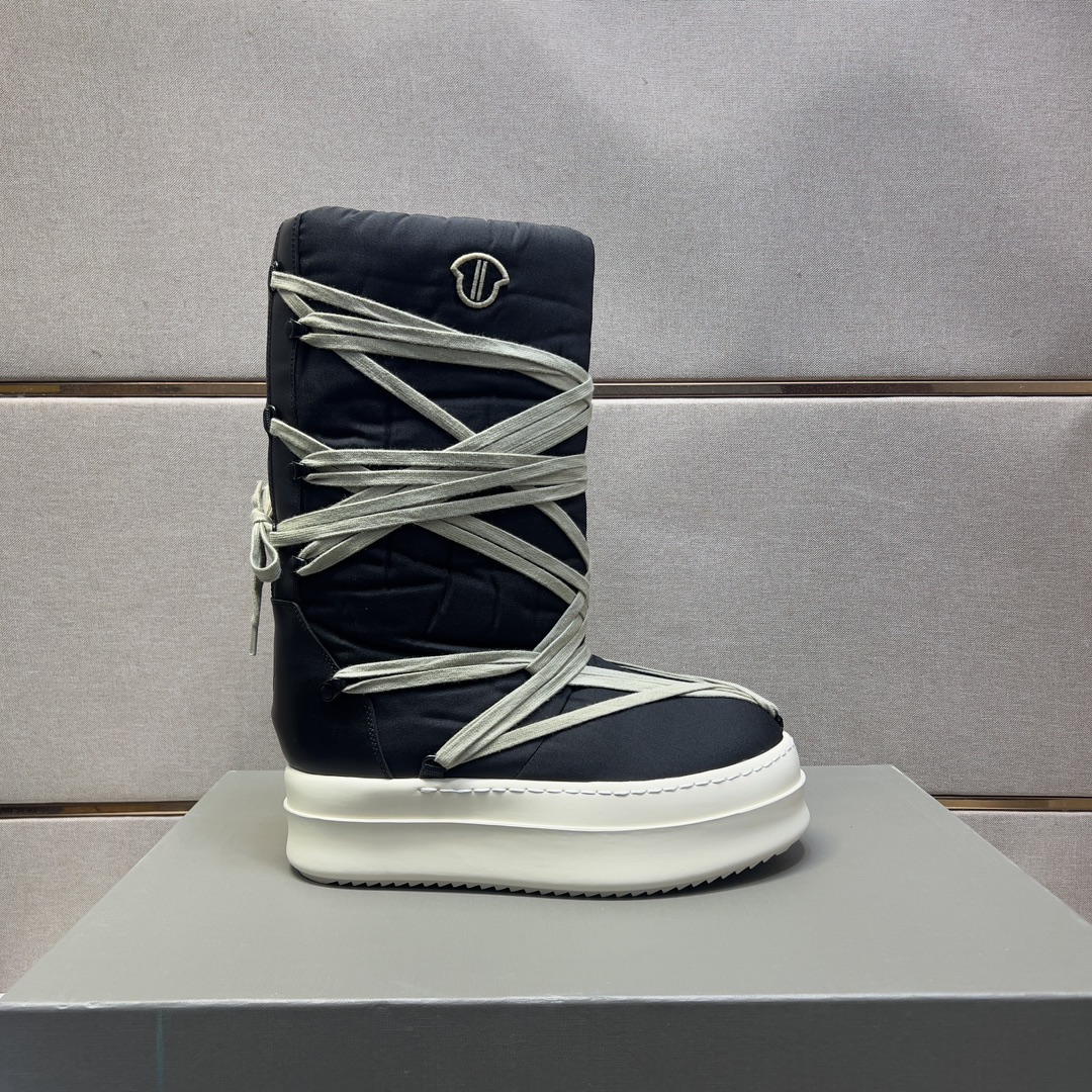 NIGO Rick Owens Men's And Women's Fall And Winter Colorblocking Round Head Overshoes Lace Up High Top Short Boots Shoes #nigo74571