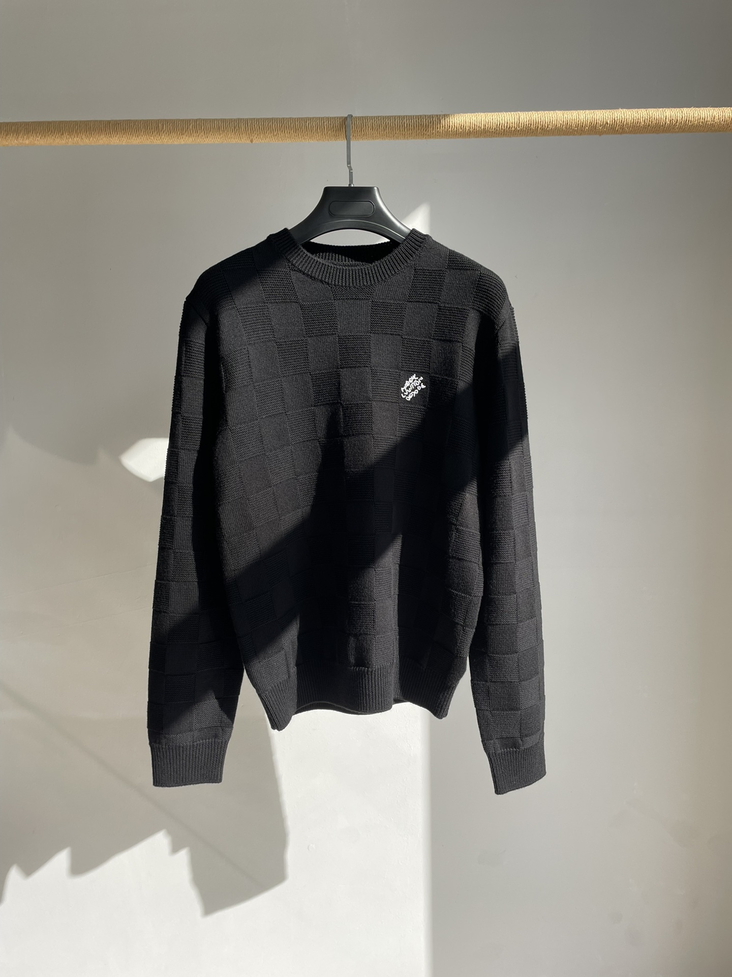 NIGO Louis Vuitton Men's Spring and Autumn Solid Color Check Printed Wool Round Neck Long Sleeve Knitted Sweater #nigo74581