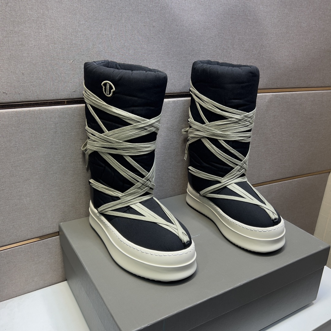 NIGO Rick Owens Men's And Women's Fall And Winter Colorblocking Round Head Overshoes Lace Up High Top Short Boots Shoes #nigo74571