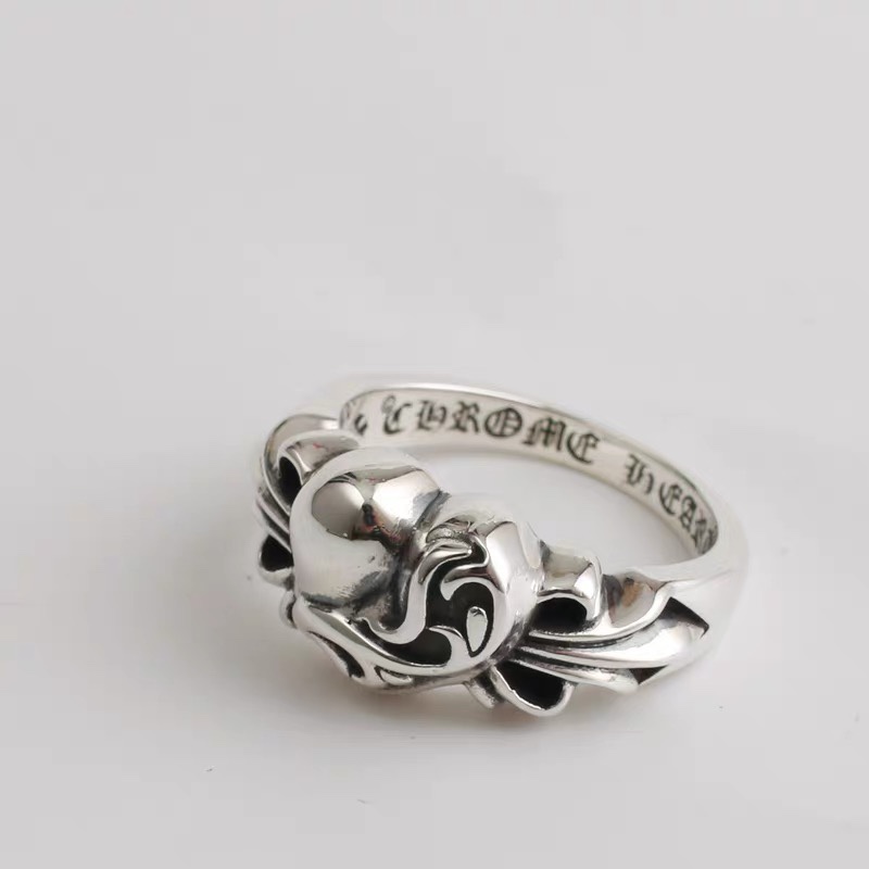 NIGO Chrome Hearts Men's and Women's Silver Heart Ring Vintage Simple Ring Jewelry #nigo74573