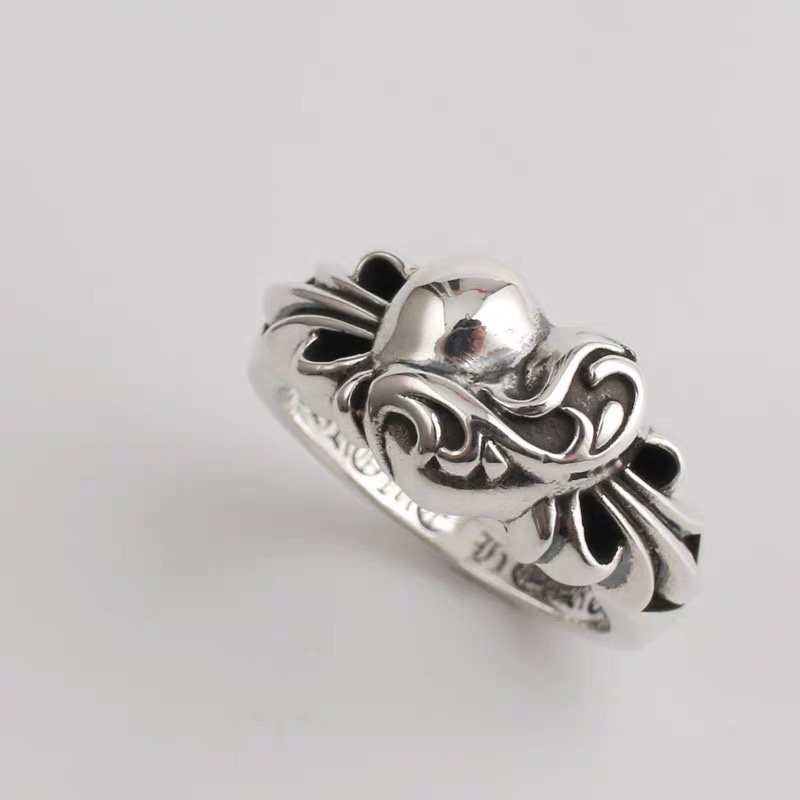 NIGO Chrome Hearts Men's and Women's Silver Heart Ring Vintage Simple Ring Jewelry #nigo74573