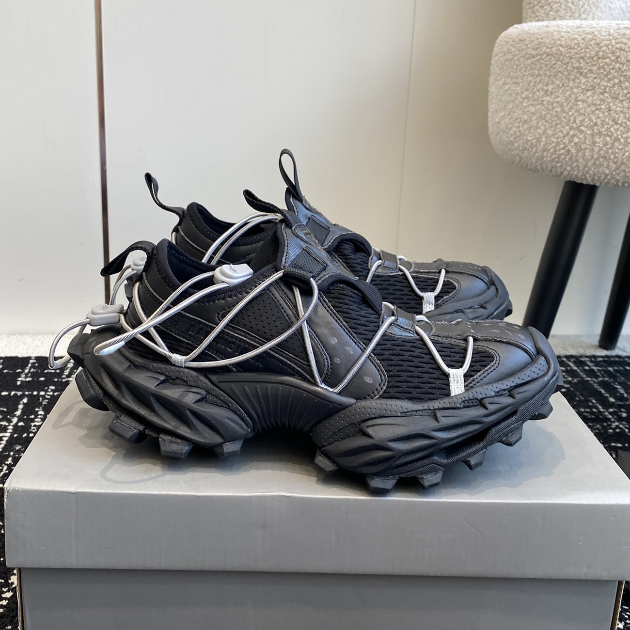 NIGO Balenciaga Men's and Women's Distressed Colorblocked Mesh Fabric Round Toe Drawstring Low Top Sneakers Shoes #nigo74578