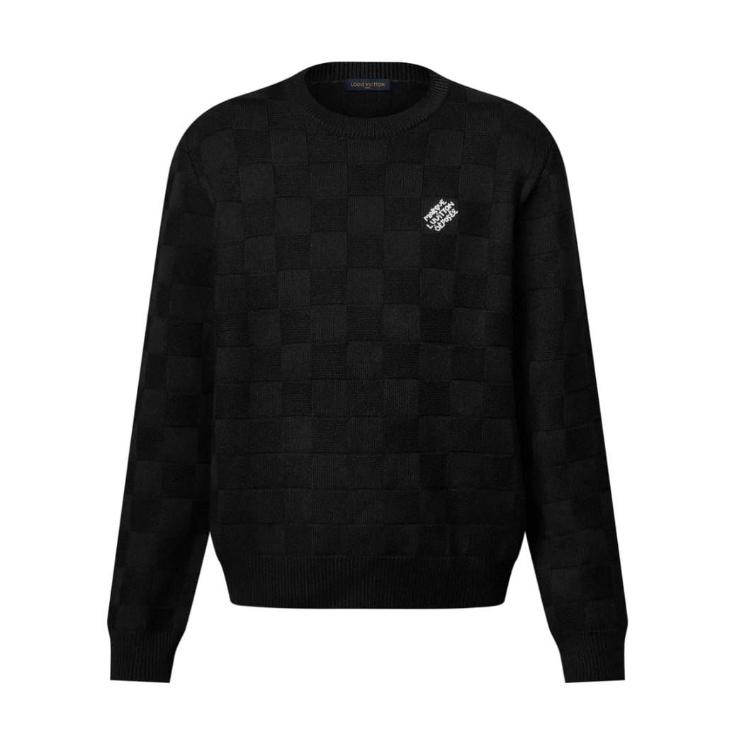 NIGO Louis Vuitton Men's Spring and Autumn Solid Color Check Printed Wool Round Neck Long Sleeve Knitted Sweater #nigo74581