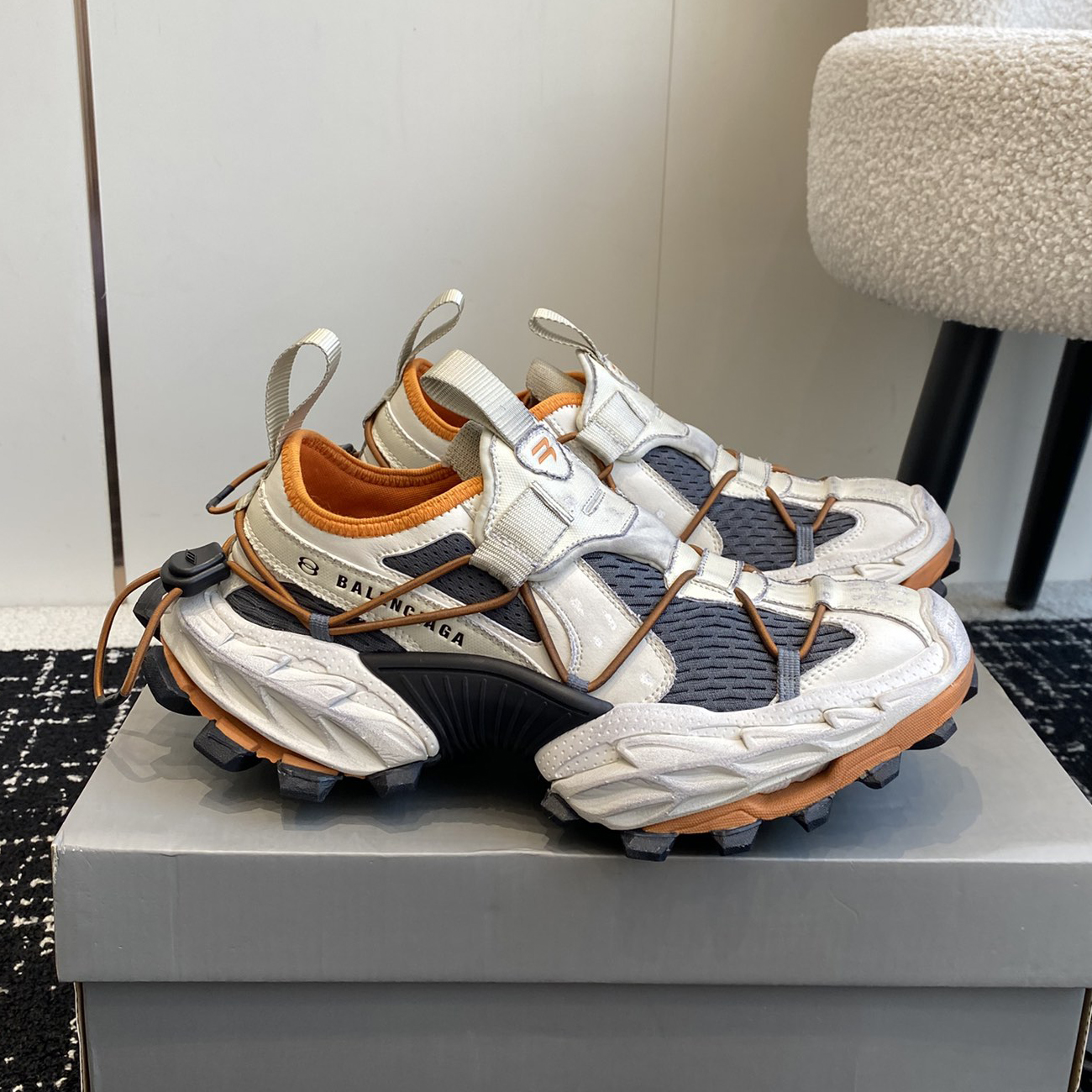 NIGO Balenciaga Men's and Women's Distressed Colorblocked Mesh Fabric Round Toe Drawstring Low Top Sneakers Shoes #nigo74578