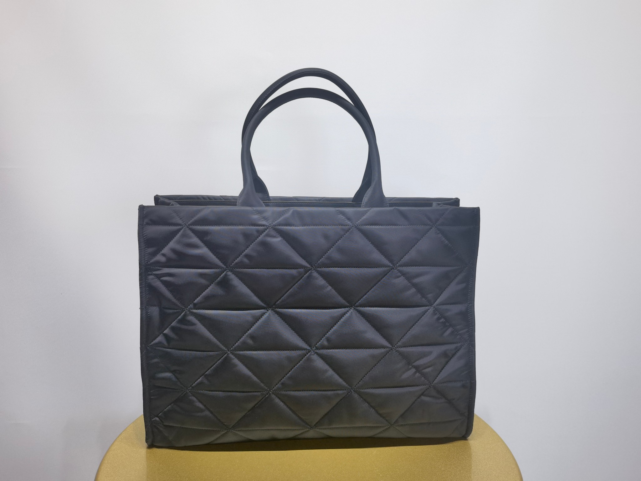 NIGO Prada Men's Solid Color Metal Triangle Label Quilted Design Recycled Nylon Tote Bag Handbag Bags #nigo74611