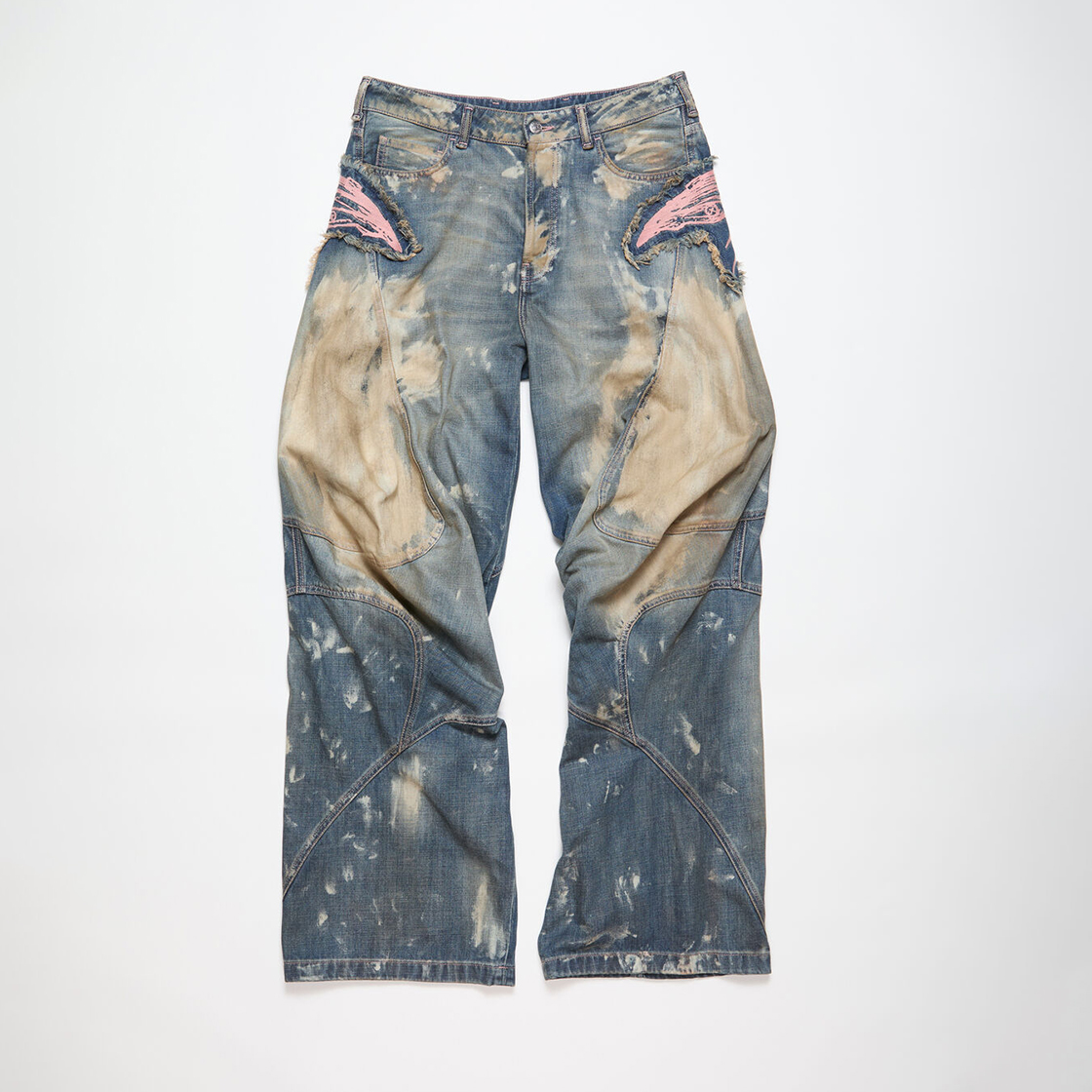 NIGO Acne Studios Men's Spring And Fall Logo Low Waist Cotton Loose Zipper Wide Leg Pants Casual Denim Pants Ngvp #nigo9748