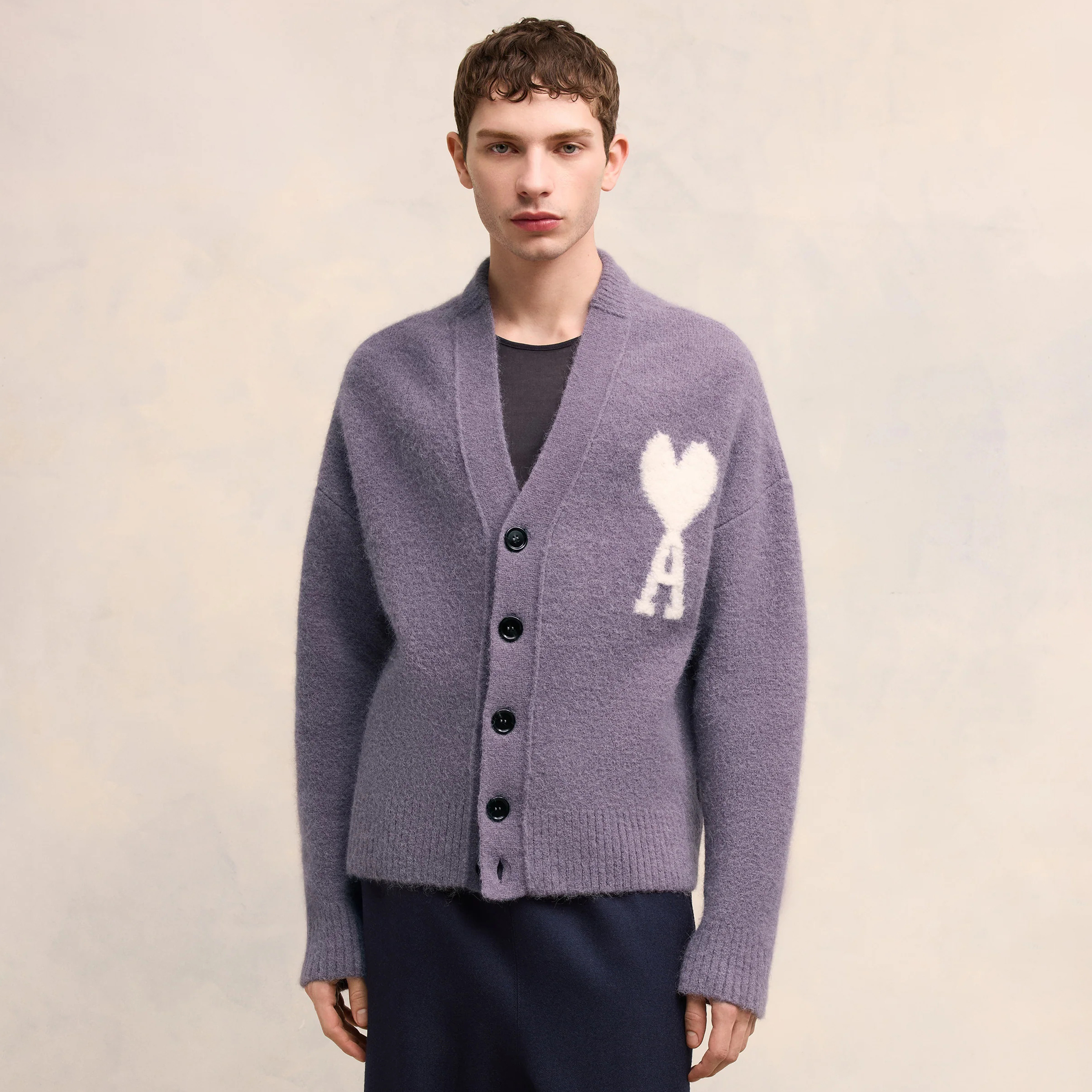 NIGO Ami Men's And Women's Spring And Autumn Solid Color Letters Love V-neck Knitted Single Breasted Long Sleeved Cardigan Jacket #nigo74612