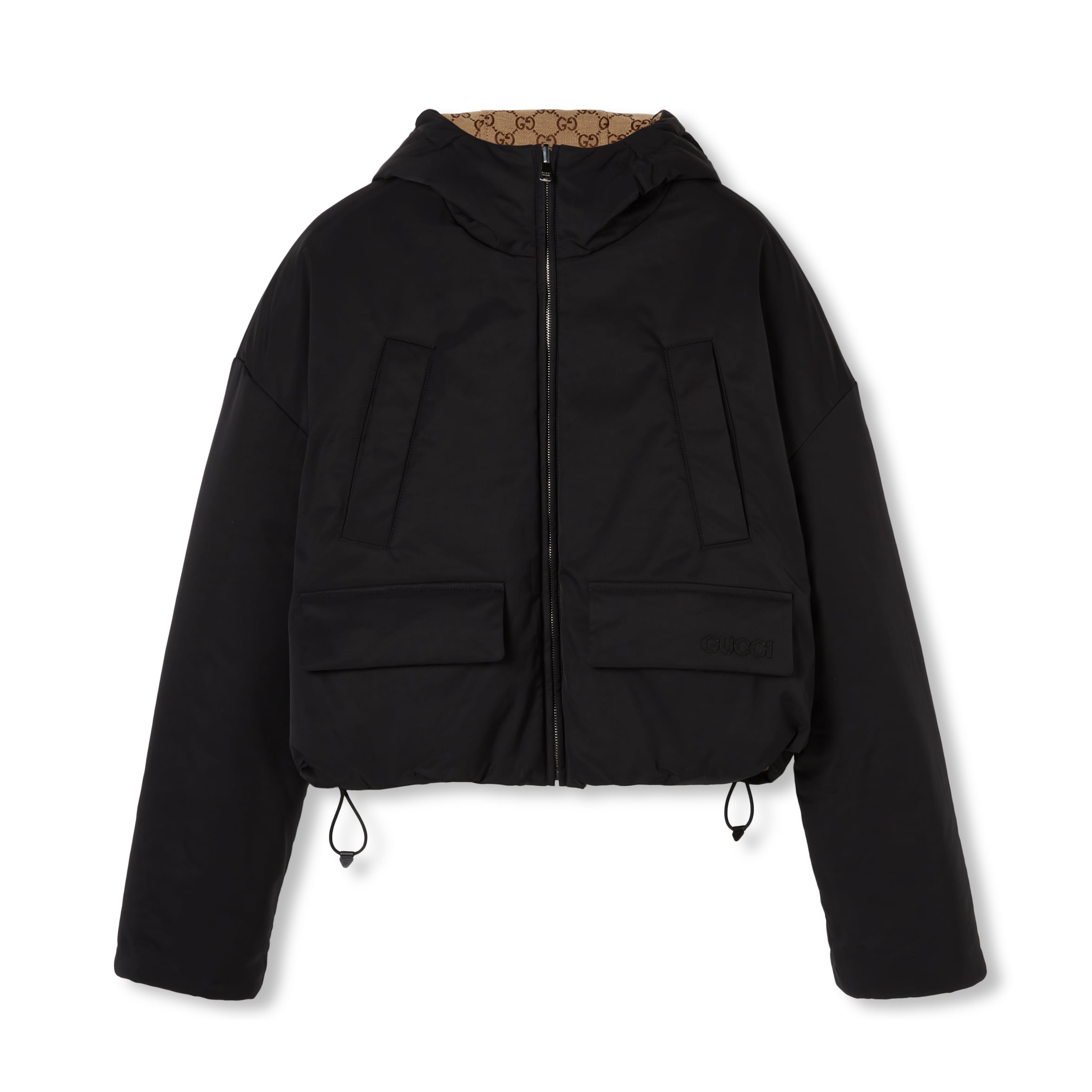 NIGO Gucci Women's Fall/Winter Solid Color Allover Printed Reversible Hooded Zipper Long Sleeve Cotton Jacket #nigo74588