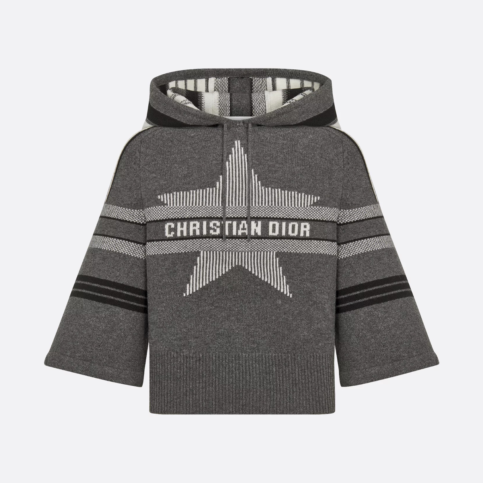 NIGO Dior Women's Spring and Autumn Letter Printed Drawstring Hooded Seven Sleeve Cashmere Sweater #nigo74636