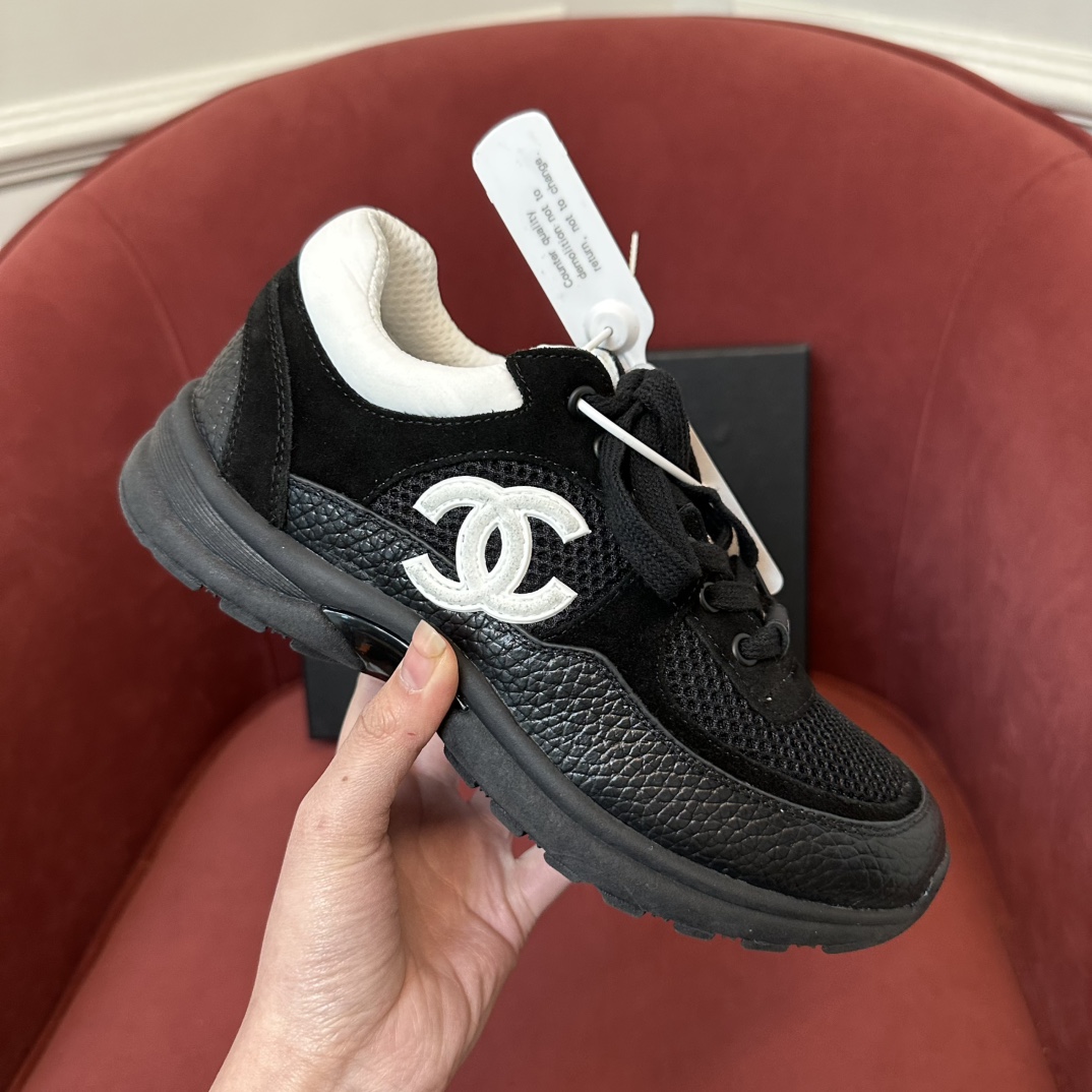NIGO Chanel Women's Black And White Shock Non Slip Wear Resistant Low Top Lace Up Casual Sneakers Shoes #nigo74633