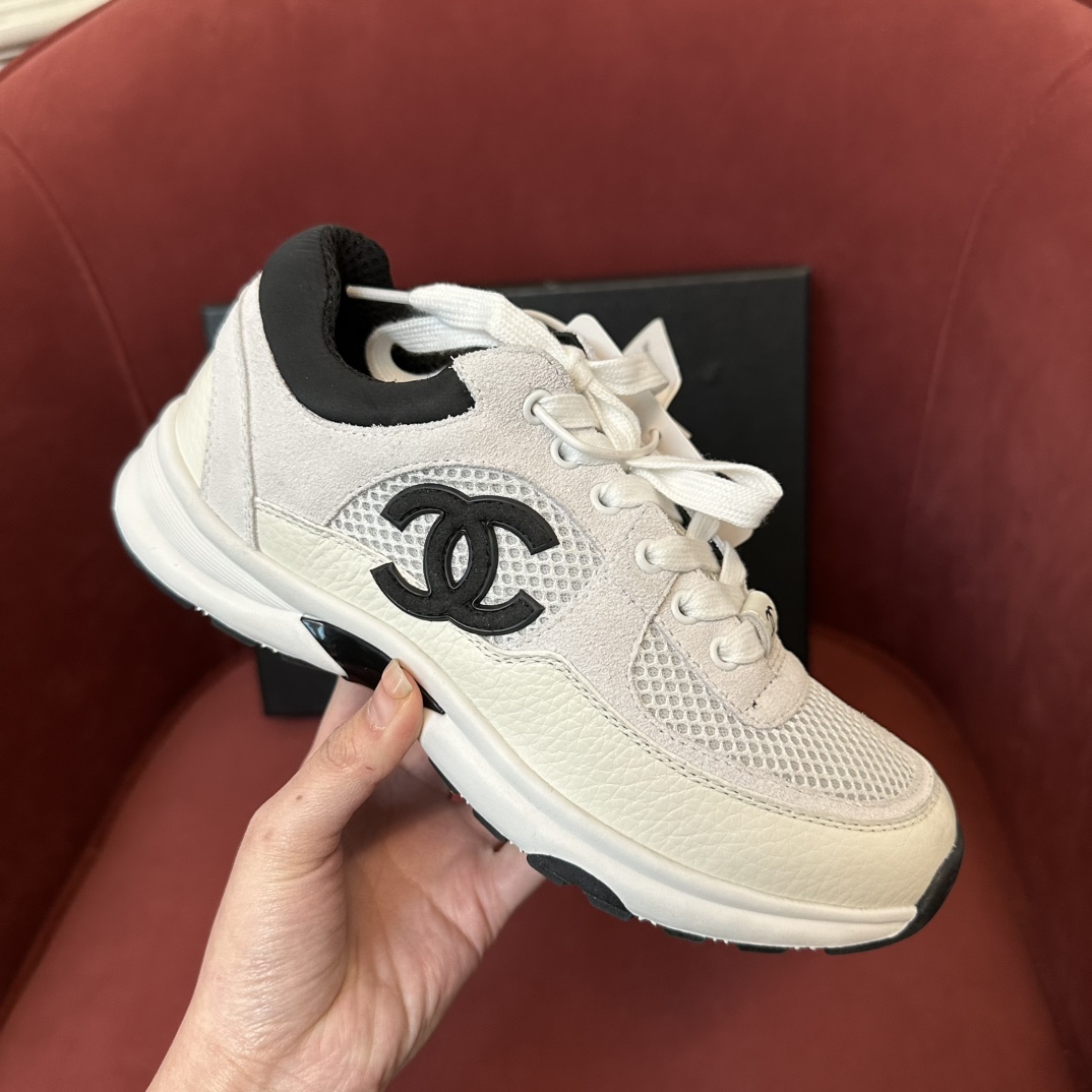NIGO Chanel Women's Black And White Shock Non Slip Wear Resistant Low Top Lace Up Casual Sneakers Shoes #nigo74633