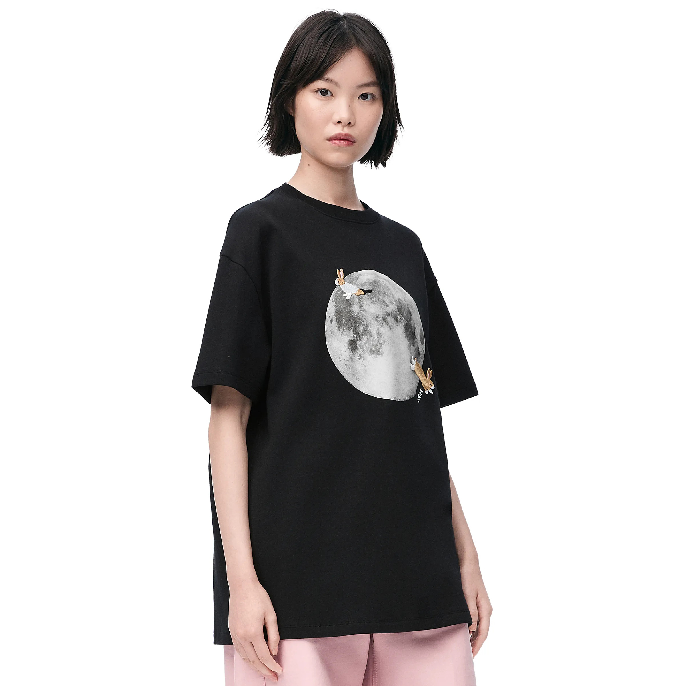 NIGO Loewe Women's Spring and Autumn Moon Print Black Long Sleeve T-shirt #nigo74646