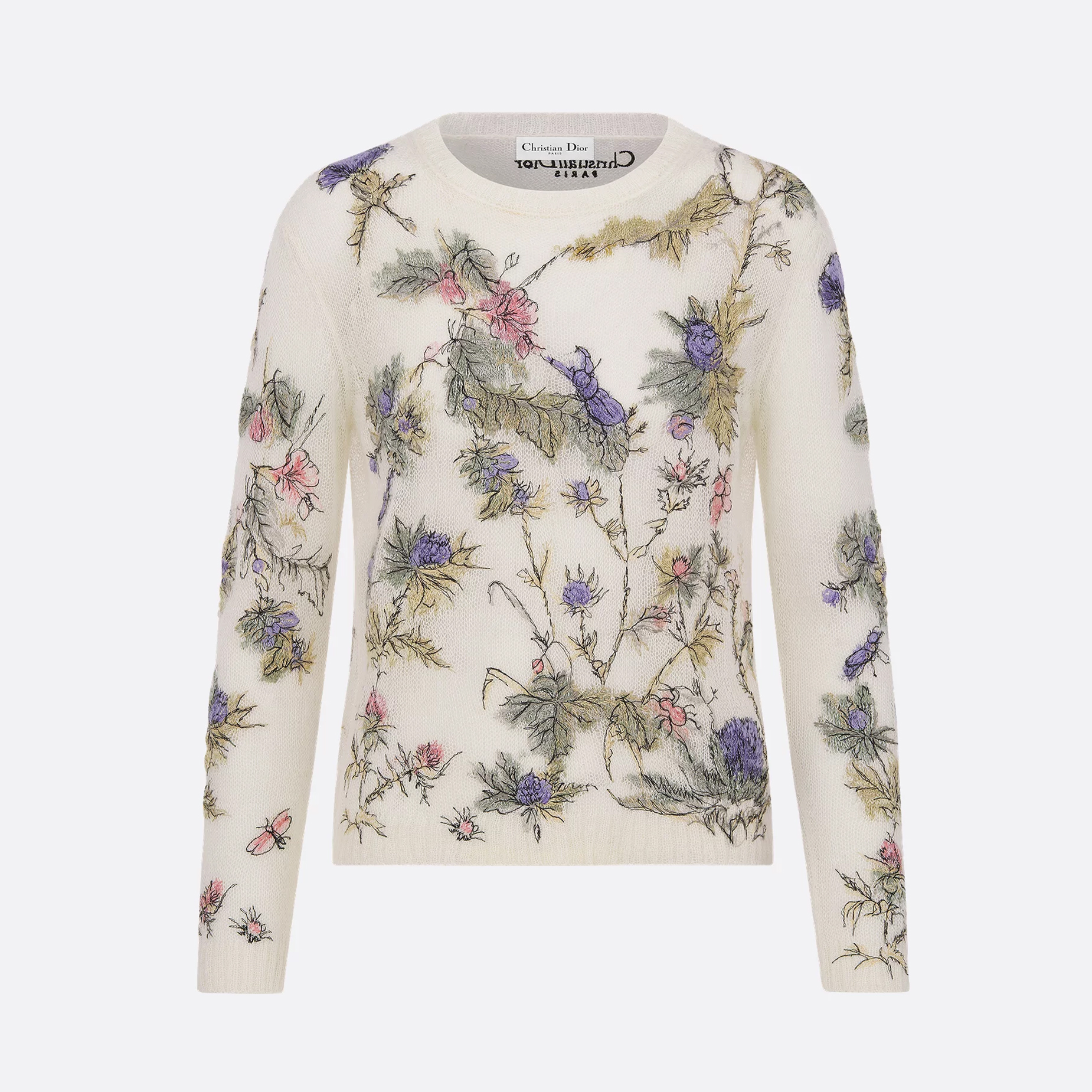NIGO Dior Women's Spring, Autumn And Winter Floral Embroidery Long Sleeve Solid Color Mohair Round Neck Pullover Fitted Sweater Ngvp ﻿#nigo9753