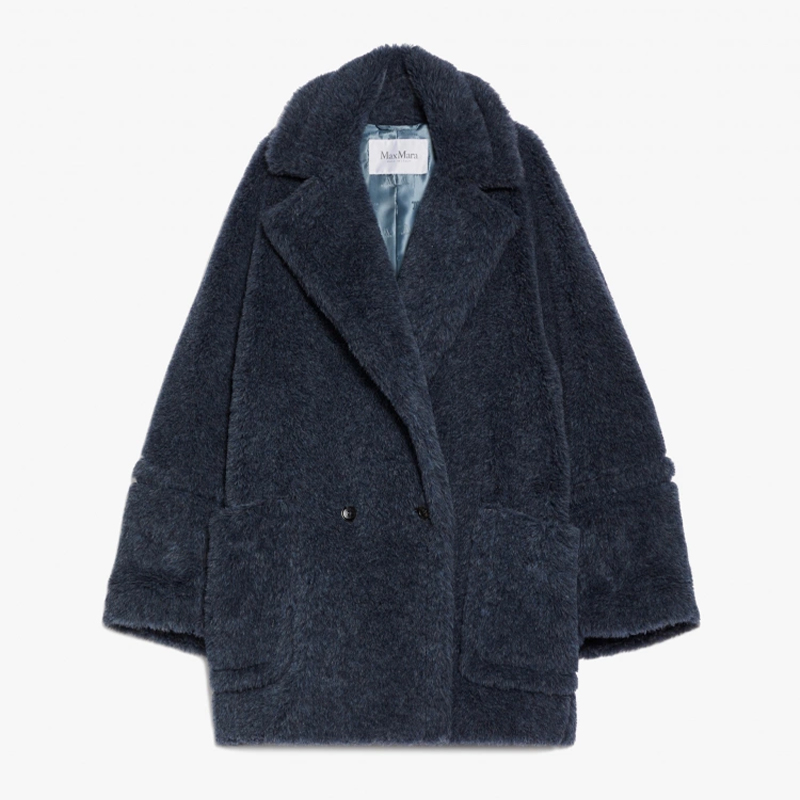 NIGO MaxMara Women's Autumn And Winter Solid Color Double Breasted Alpaca Hair Short Teddy Bear Long Sleeve Loose Coat Ngvp ﻿#nigo9754