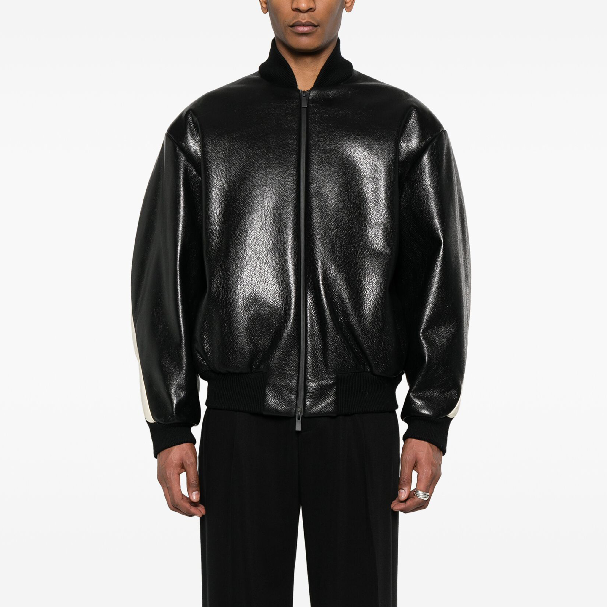 NIGO ESSENTIALS FEAR OF GOD Men's Women's Spring And Autumn Standing Collar Zipper Solid Color Loose Bomber Jacket Long Sleeve Leather Jacket Ngvp #nigo9755