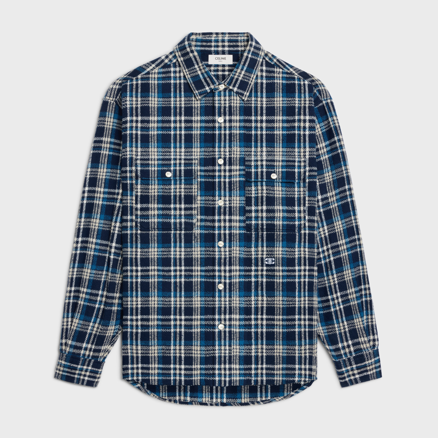 NIGO Celine Men's Spring And Fall Plaid Lapel Loose Cotton Single Breasted Long Sleeved Shirt #nigo74668