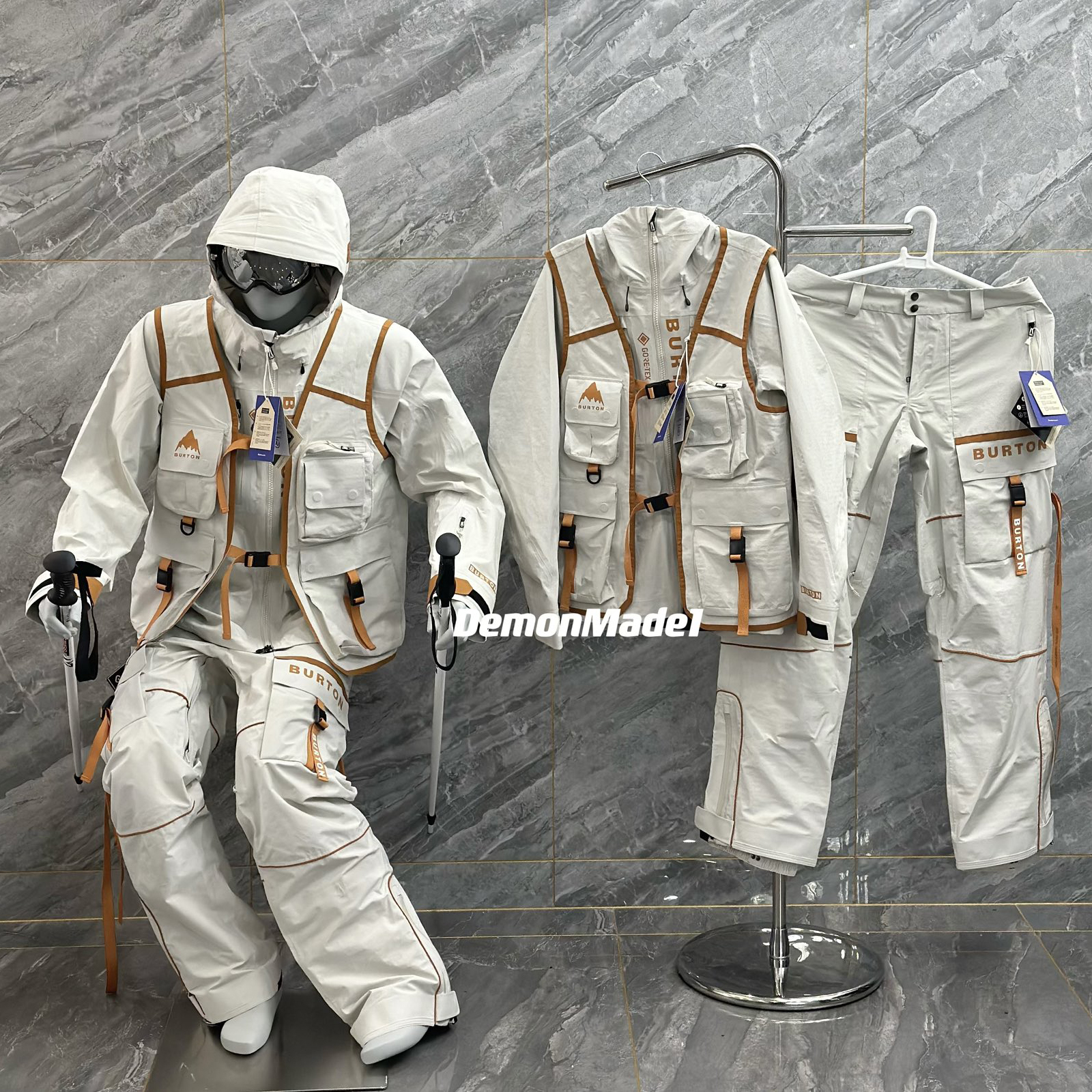 NIGO Burton Men's And Women's Fall And Winter Astronaut Series Hooded Ski Jacket Zipper Vest Leisure Ski Pants Suit Set #nigo74665