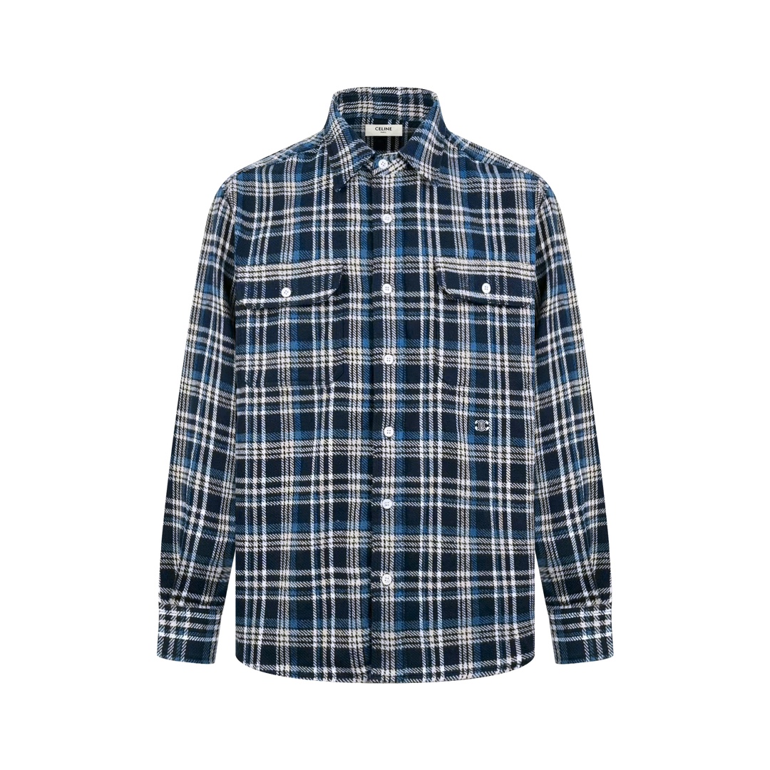 NIGO Celine Men's Spring And Fall Plaid Lapel Loose Cotton Single Breasted Long Sleeved Shirt #nigo74668