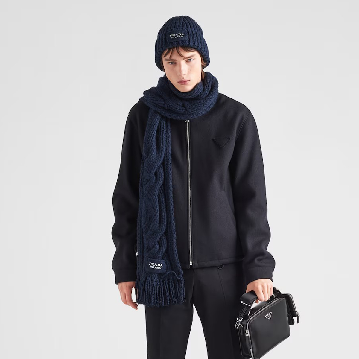 NIGO Prada Men's Spring & Autumn Wool Standing Collar Zipper Solid Color Fitted Long Sleeve Jacket Ngvp #nigo9764