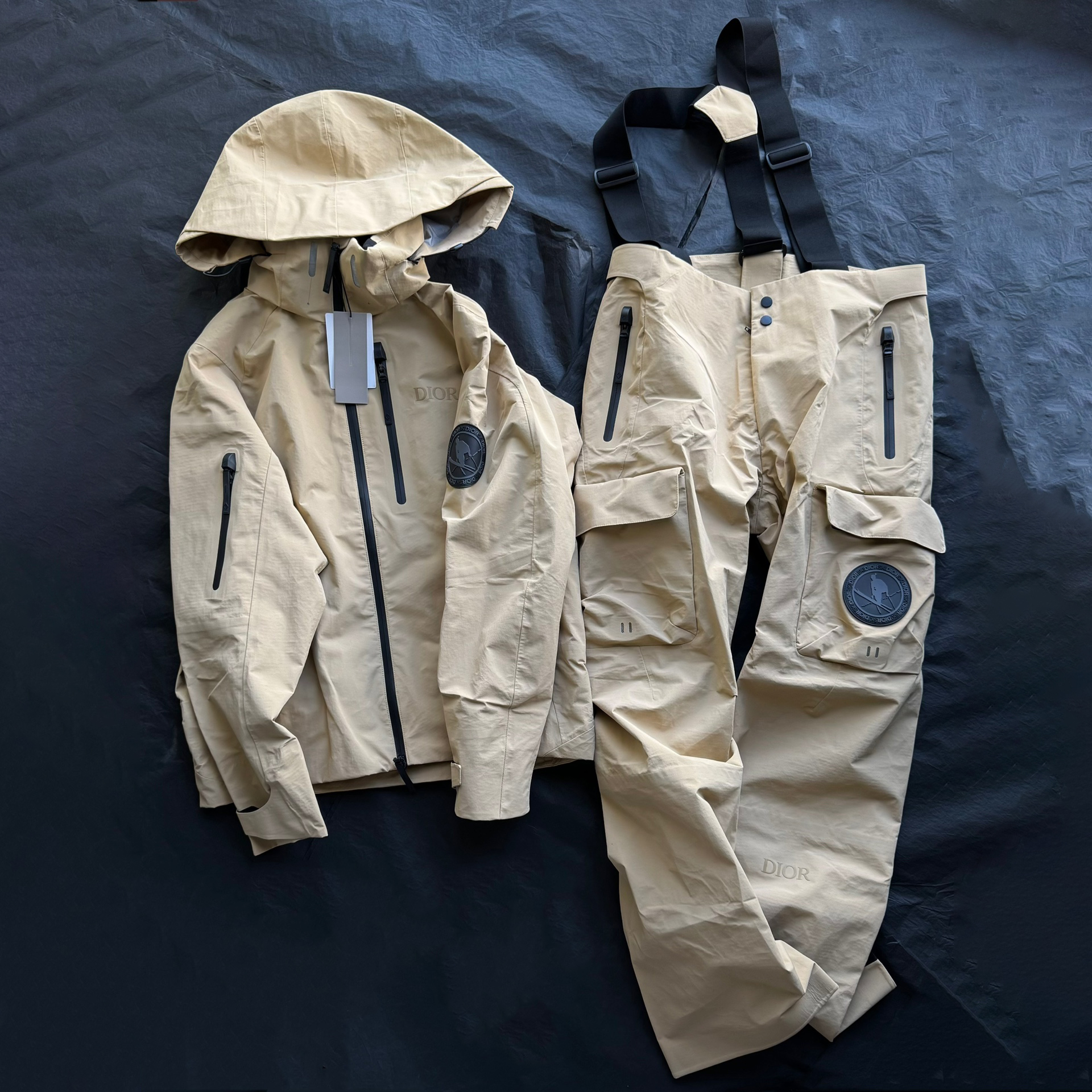 NIGO Dior Men's Autumn and Winter Solid Color Waterproof Windproof Hooded Zipper Long Sleeve Ski Suit Zipper Back Ski Pants Suit Set #nigo74661