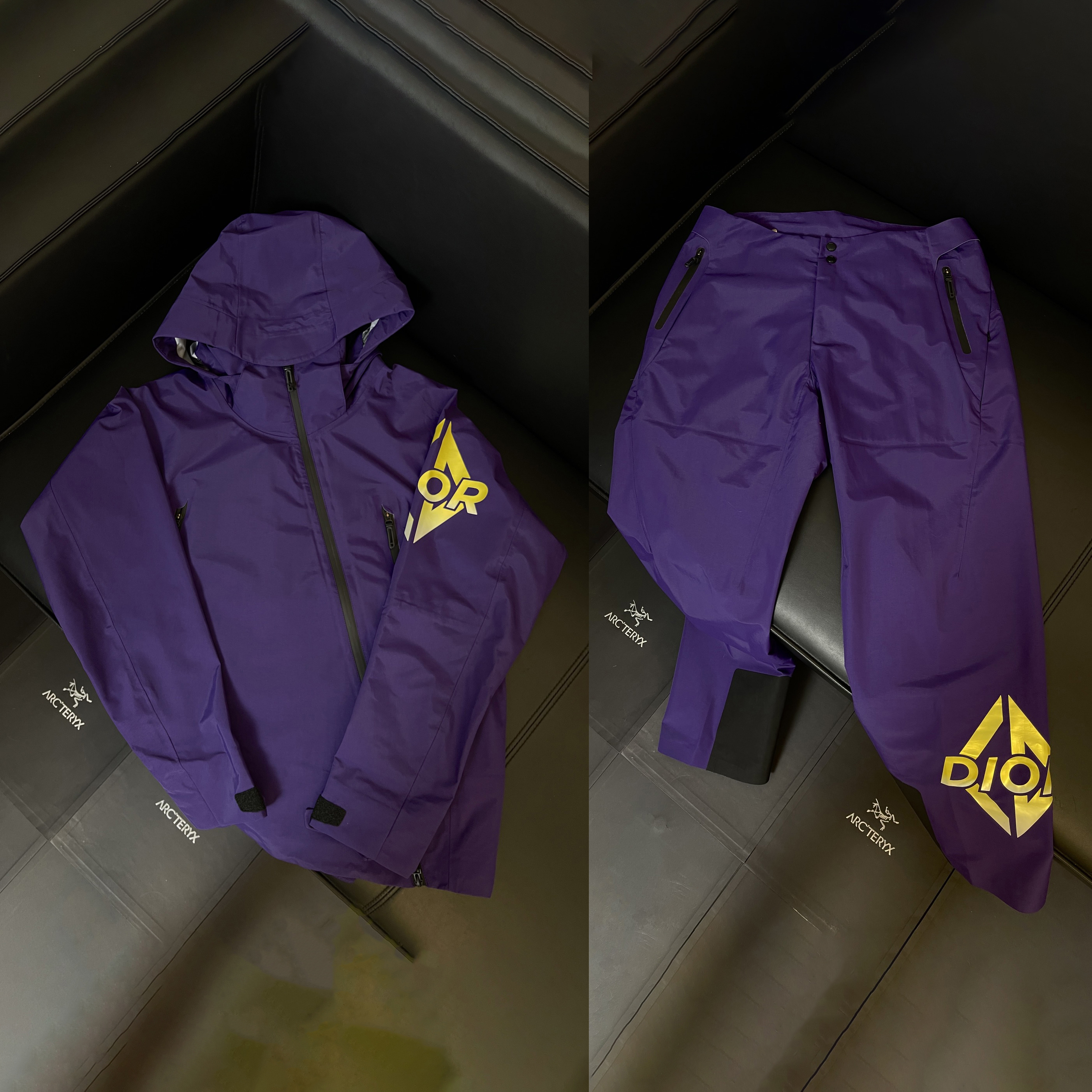 NIGO Dior Men's Autumn & Winter Solid Color Waterproof Windproof Hooded Zipper Long Sleeve Ski Jacket Zipper Casual Ski Pants Set Suit #nigo74662