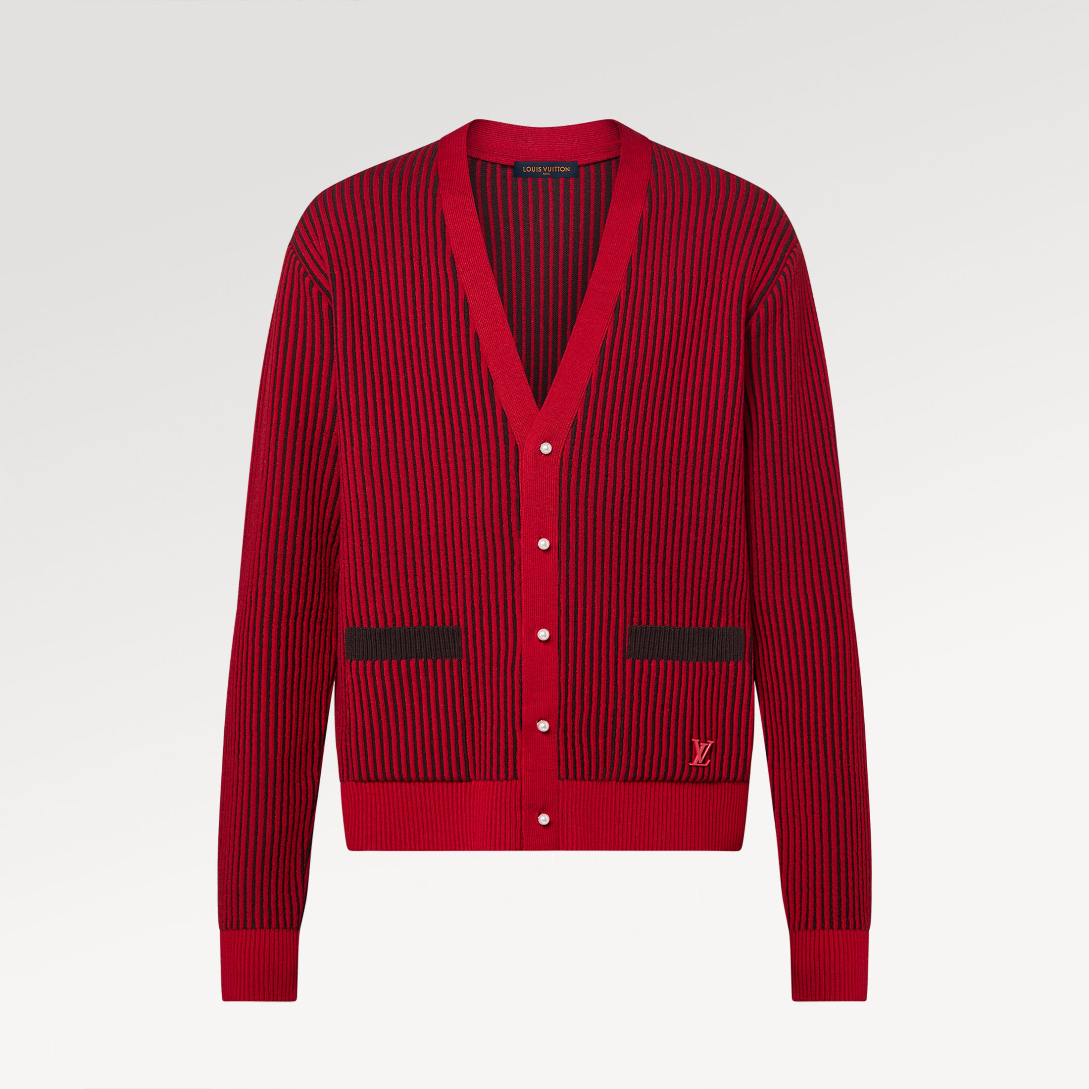 NIGO Louis Vuitton Lv X Park Seo Bo Wool Cardigan Men's Striped Jacquard Single-breasted V-neck Spring And Autumn Fashion Red Knitted Cardigan Jacket #nigo71796
