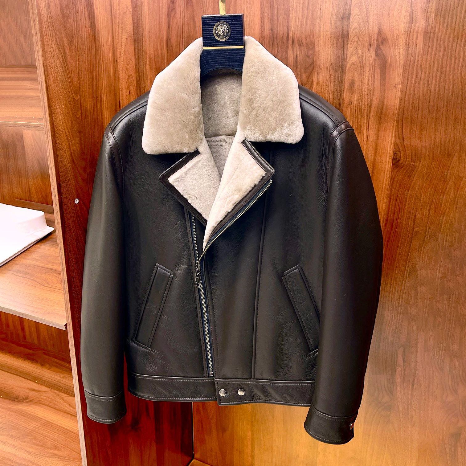 NIGO Hermes Men's Women's Autumn And Winter Fur One Motorcycle Section Lapel Retro Solid Color Zipper Leather Jacket Ngvp #nigo9767
