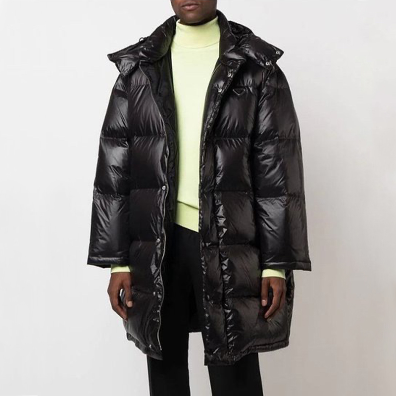 NIGO Prada Men's And Women's Autumn And Winter Solid Color Quilted Fluffy Medium Length Hooded Puffer Down Jacket #nigo74389