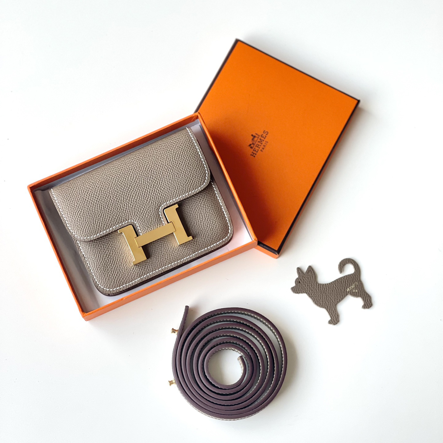 NIGO Hermes Constance Slim Women's Solid Color Leather Metal Buckle Epson Cowhide Waistlet Wallet Bag Bags #nigo74676